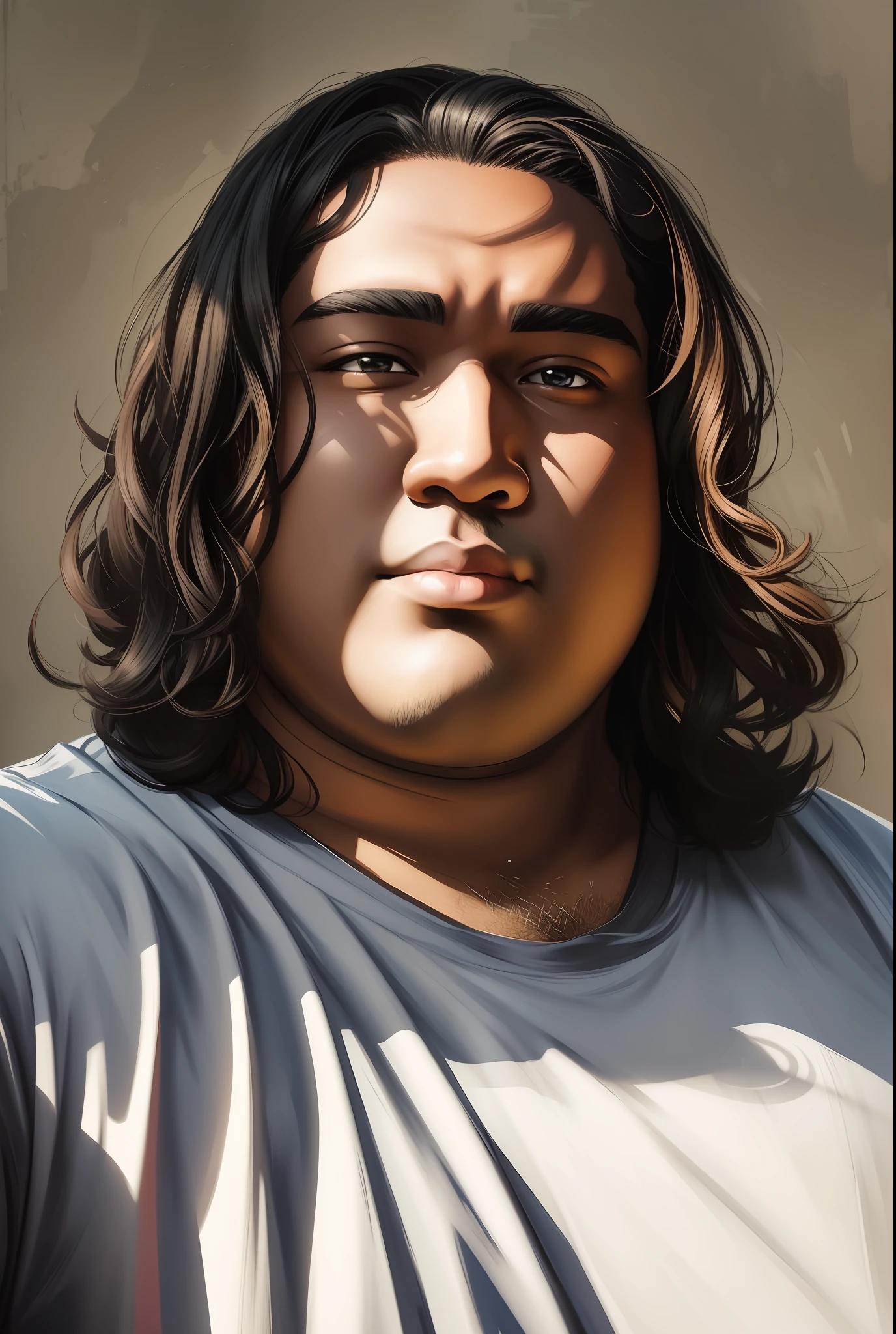 (8k, best quality, illustration, portrait, 19 year old fat man, black skin) anime art style