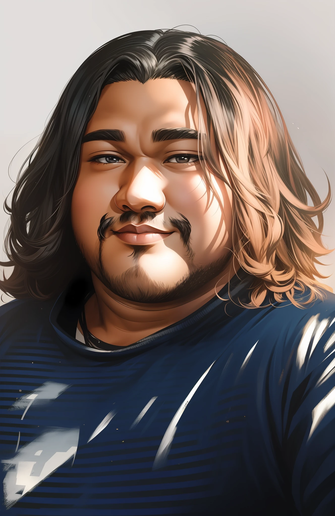 (8k, best quality, illustration, portrait, 19 year old fat man, black skin) anime art style