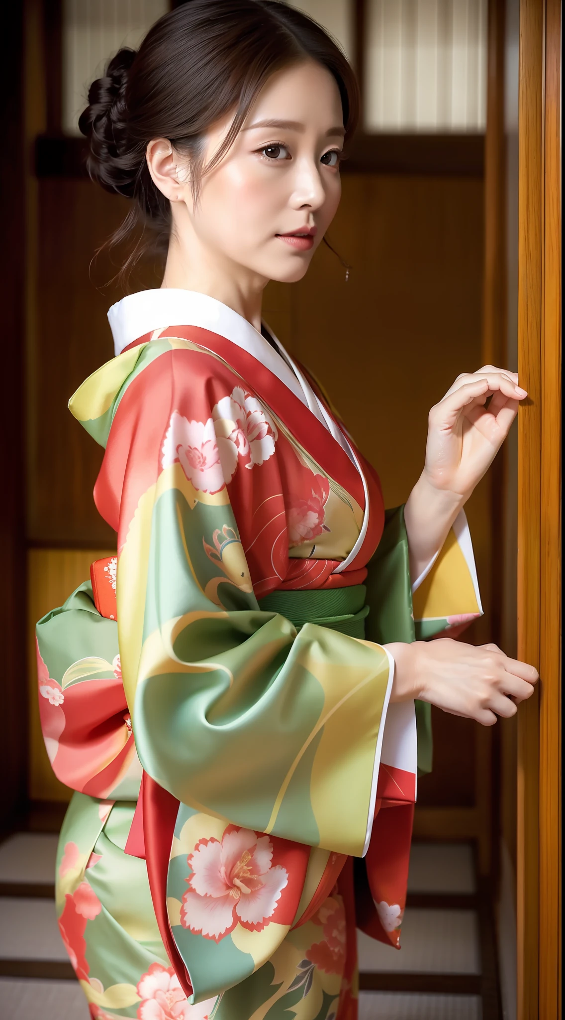 Masterpiece, (Photorealistic: 1.4), top quality, kimono, women, 40 years old