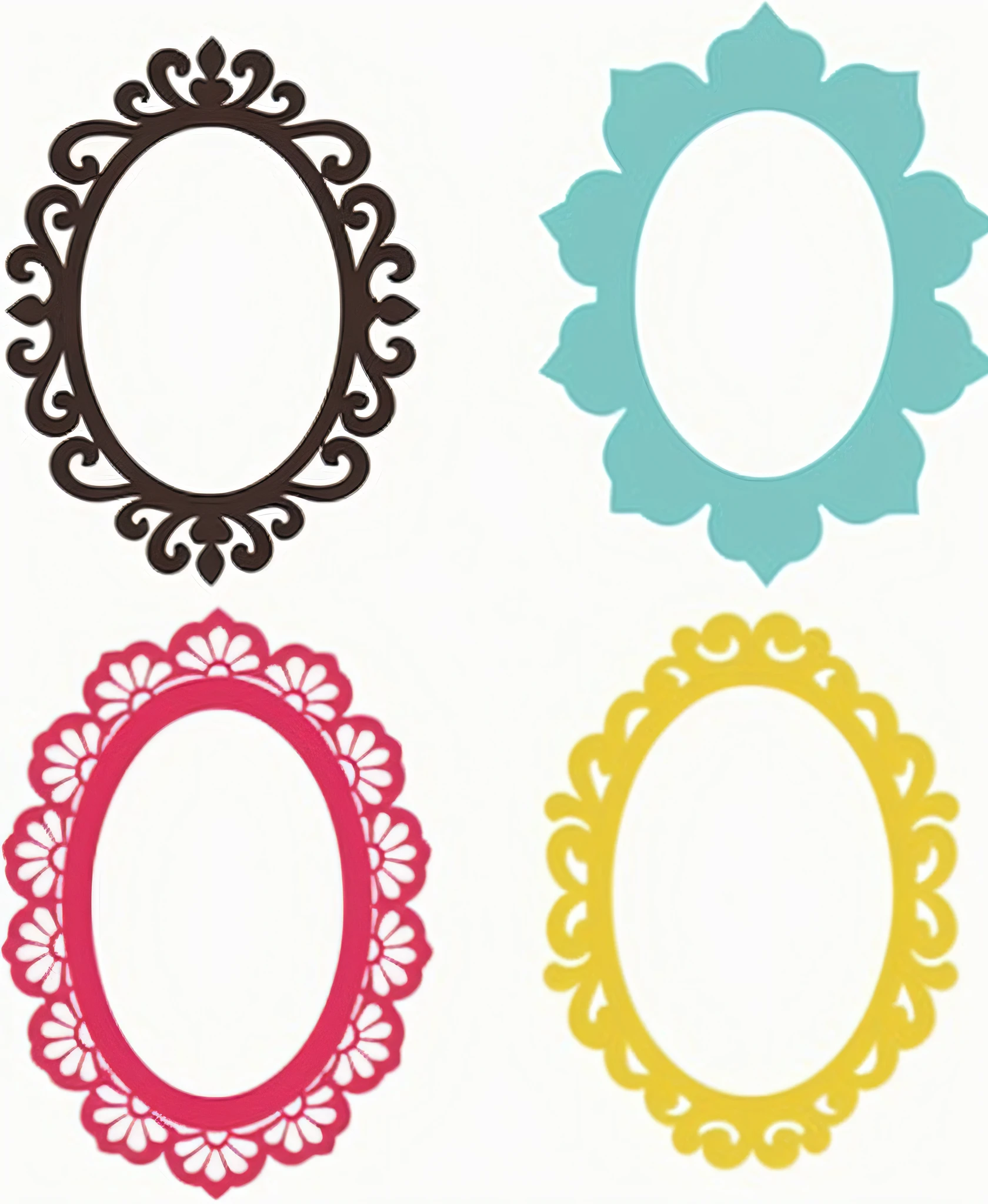 a close up of a group of different colored frames, beautiful frames, filigree frame, ornate border frame, picture frames, ornate frame, decorative frame, by Margo Hoff, mirrors, anime frames, ornate borders, baroque frame border, svg vector art, svg art, : :, rococo elements, diecut, pop motifs, sticker - svg --auto --s2