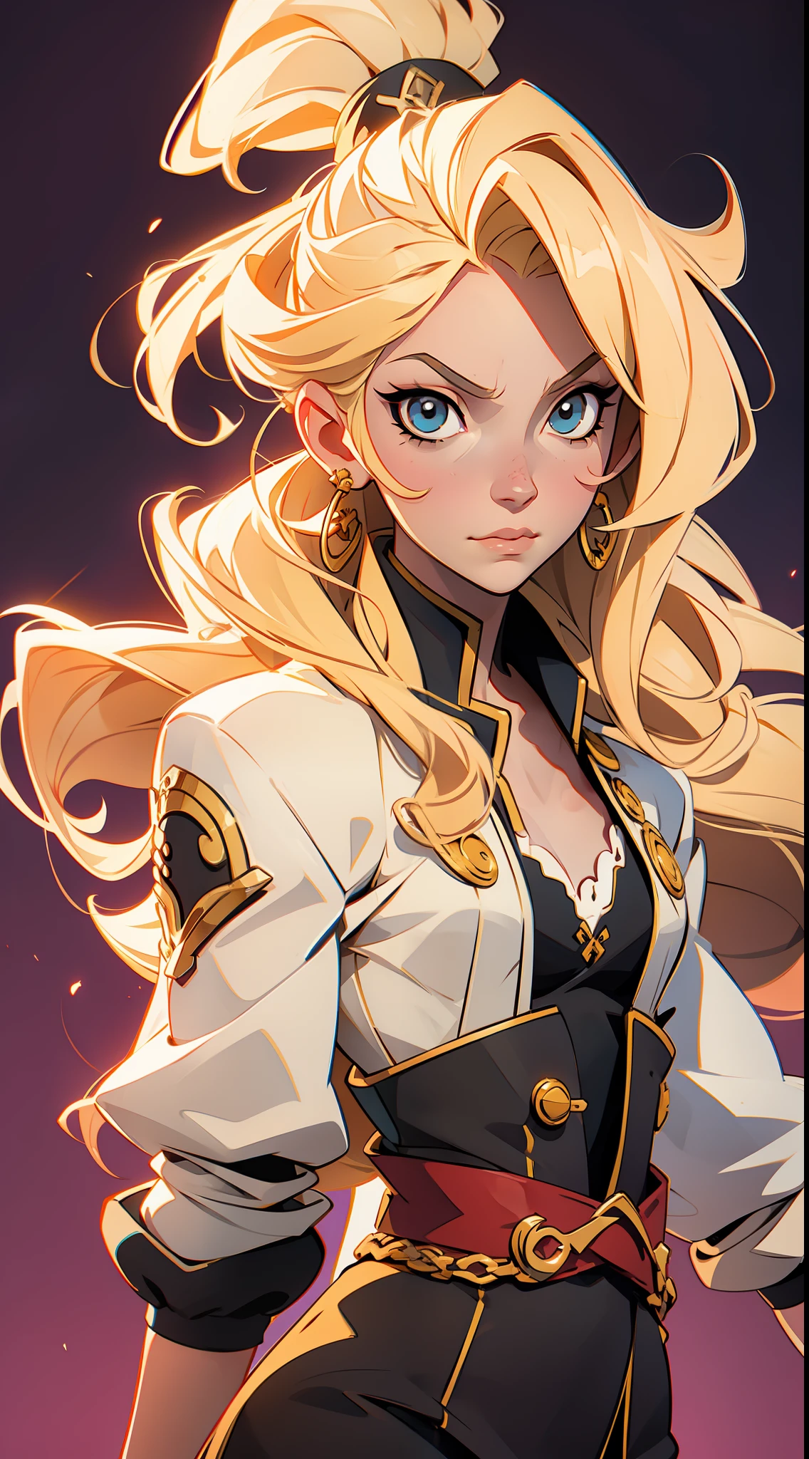 Breathtaking baroque blonde anime pirate beauty