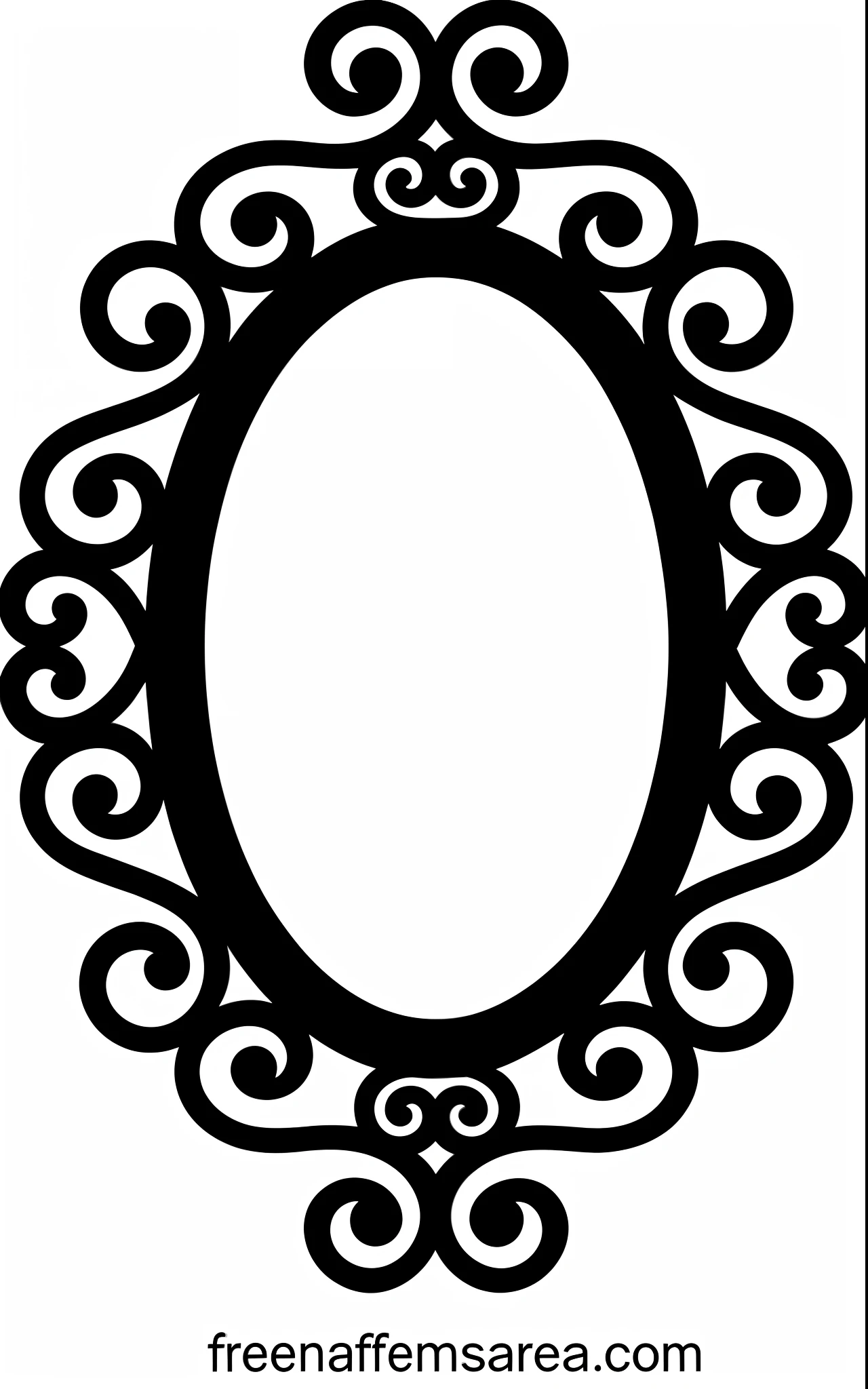 a black and white picture of a decorative oval frame, filigree frame, ornate frame, decorative frame, svg vector art, ornate border frame, svg art, baroque frame border, mirror background, iron frame, filigree border, vector svg art, scrollwork, hand drawn svg, an intricate art nouveau frame, magnificent oval face, art nouveau frame --auto --s2