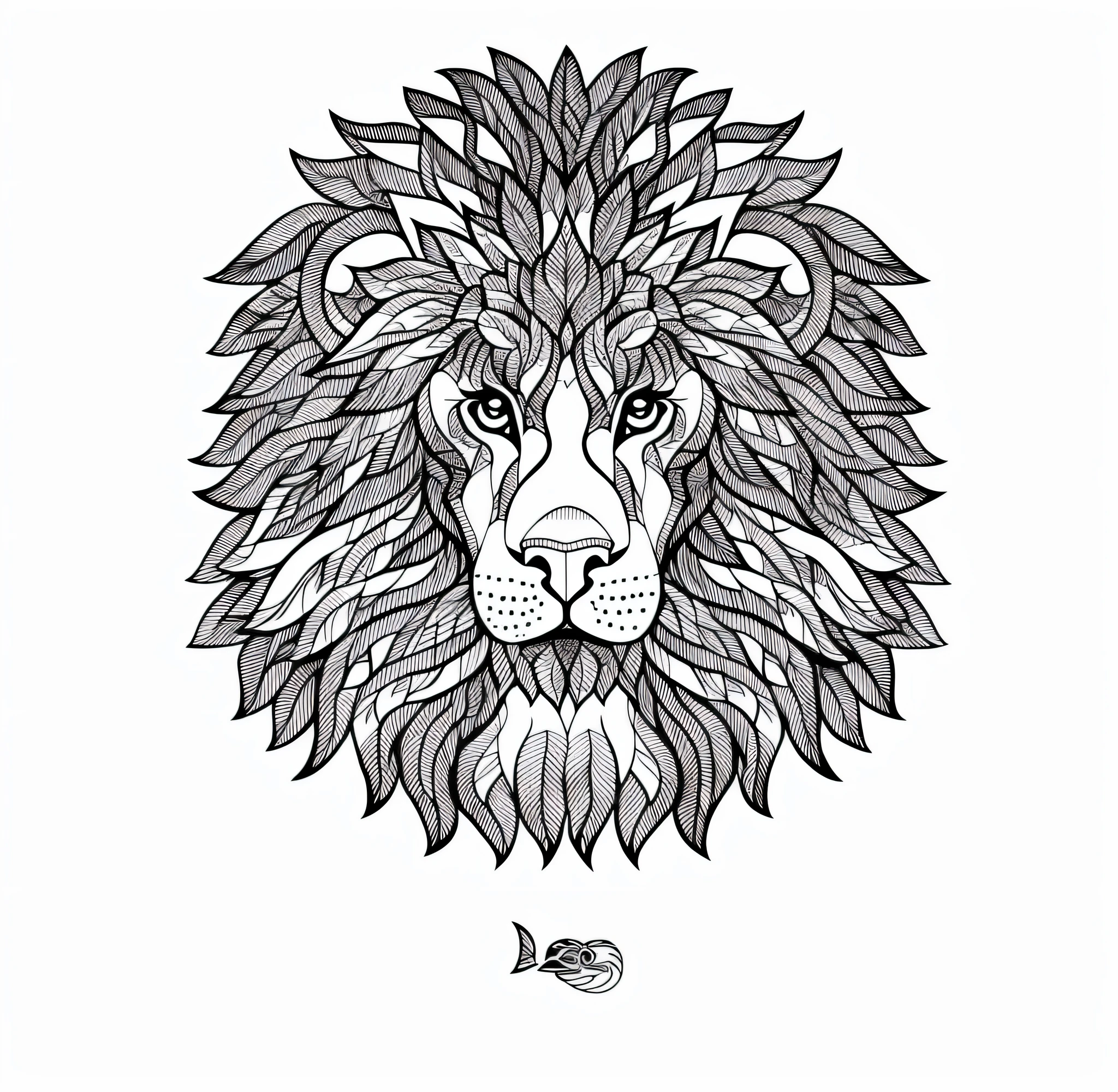 a lion head with leaves on its head, line art illustration, lion head, line art colouring page, intricate line art, third lion head, highly detailed and ornated, by Leticia Gillett, highly detailed ink illustration, intricate line drawing, line drawing tattoos, black and white line art, head of a lion, intricate line drawings, line - art