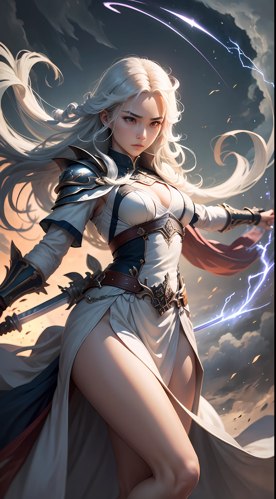 The sword qi rushes into the sky, describing the extremely powerful and imposing sword qi. When the sword qi was cut out, it seemed that a violent storm rose, pushing the sky to the side, imposing and making people feel irresistible. The sword qi cut out silver-white light tracks in the air, like lightning in the sky, cutting through the clouds in an instant, straight into the clouds. At the same time, the sword qi rushing into the sky can also be described as superb sword skills, and the sword qi condensed into a huge sword hilt, as if this sword can support the entire sky, making people feel an unimaginable power and shock. The sword qi rushes into the sky, it is a scene that shocks the soul, making people feel the power and beauty of swordsmanship. --auto --s2