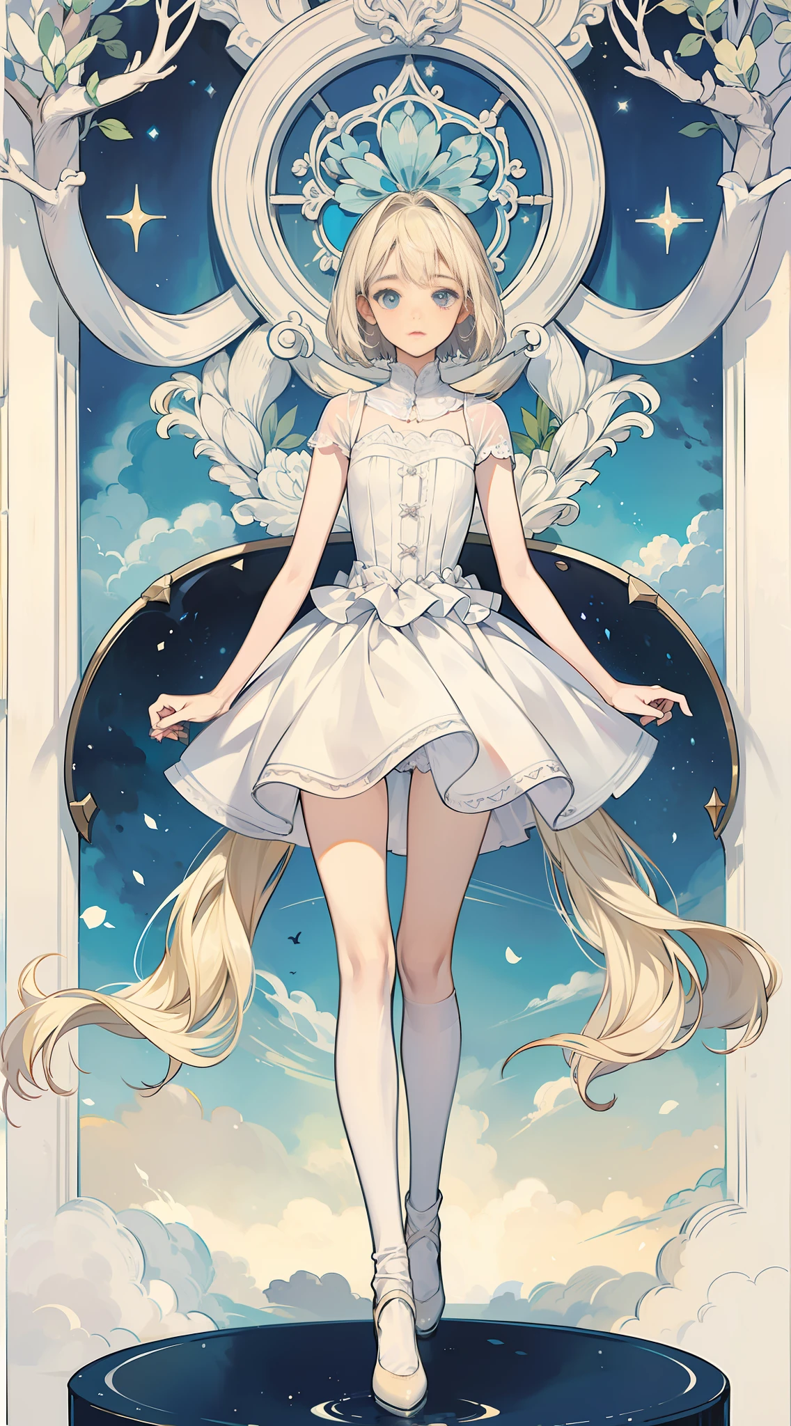 Masterpiece, best quality,  delicate girl, ((correct limbs))), platinum blonde hair