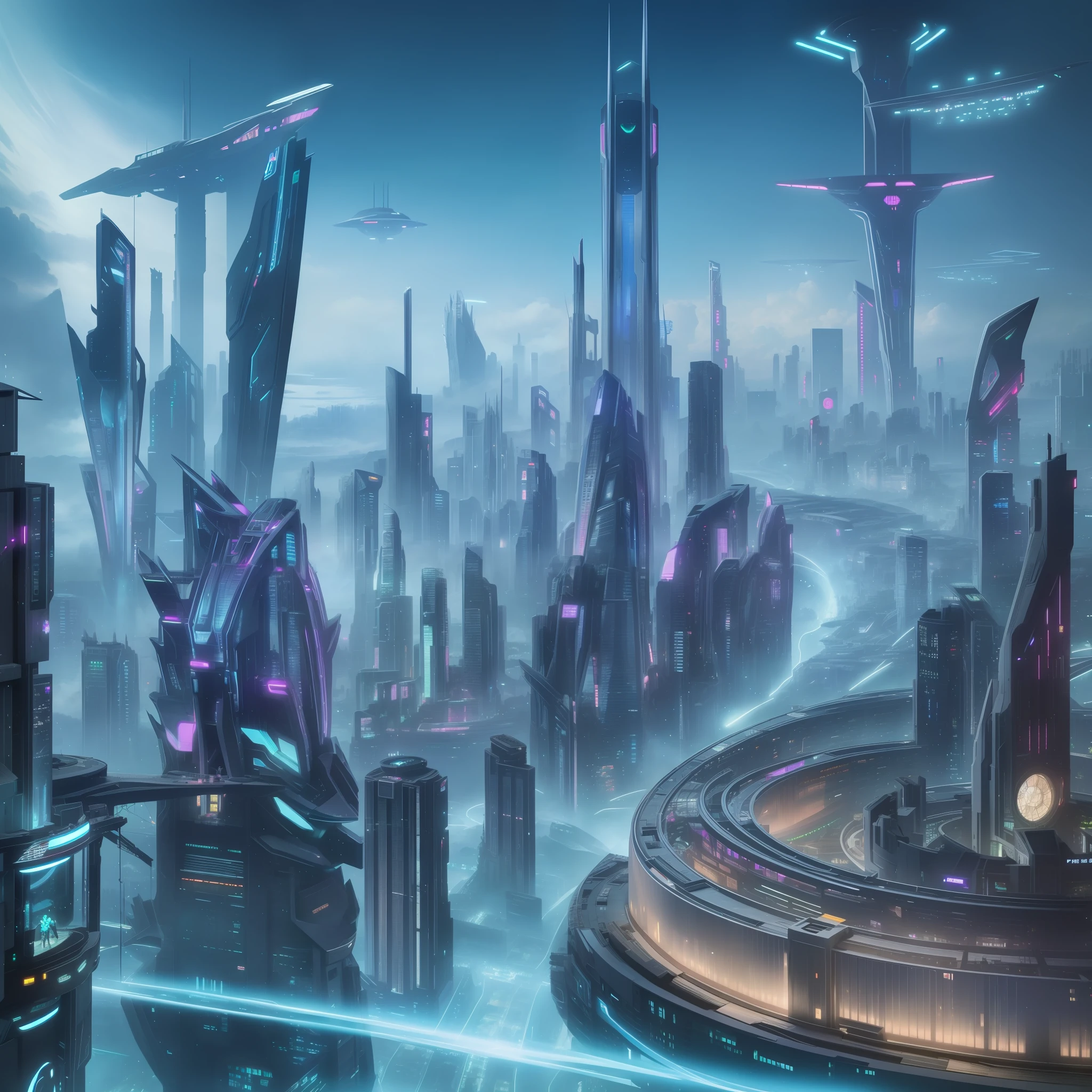 Futuristic City Cyberpunk Sci-Fi Top Quality Megastructure Masterpiece Future World