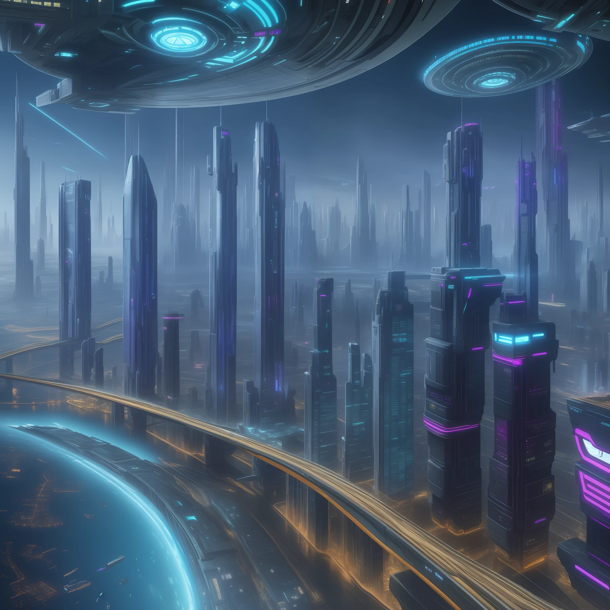 Futuristic City Cyberpunk Sci-Fi Top Quality Megastructure Masterpiece Future World