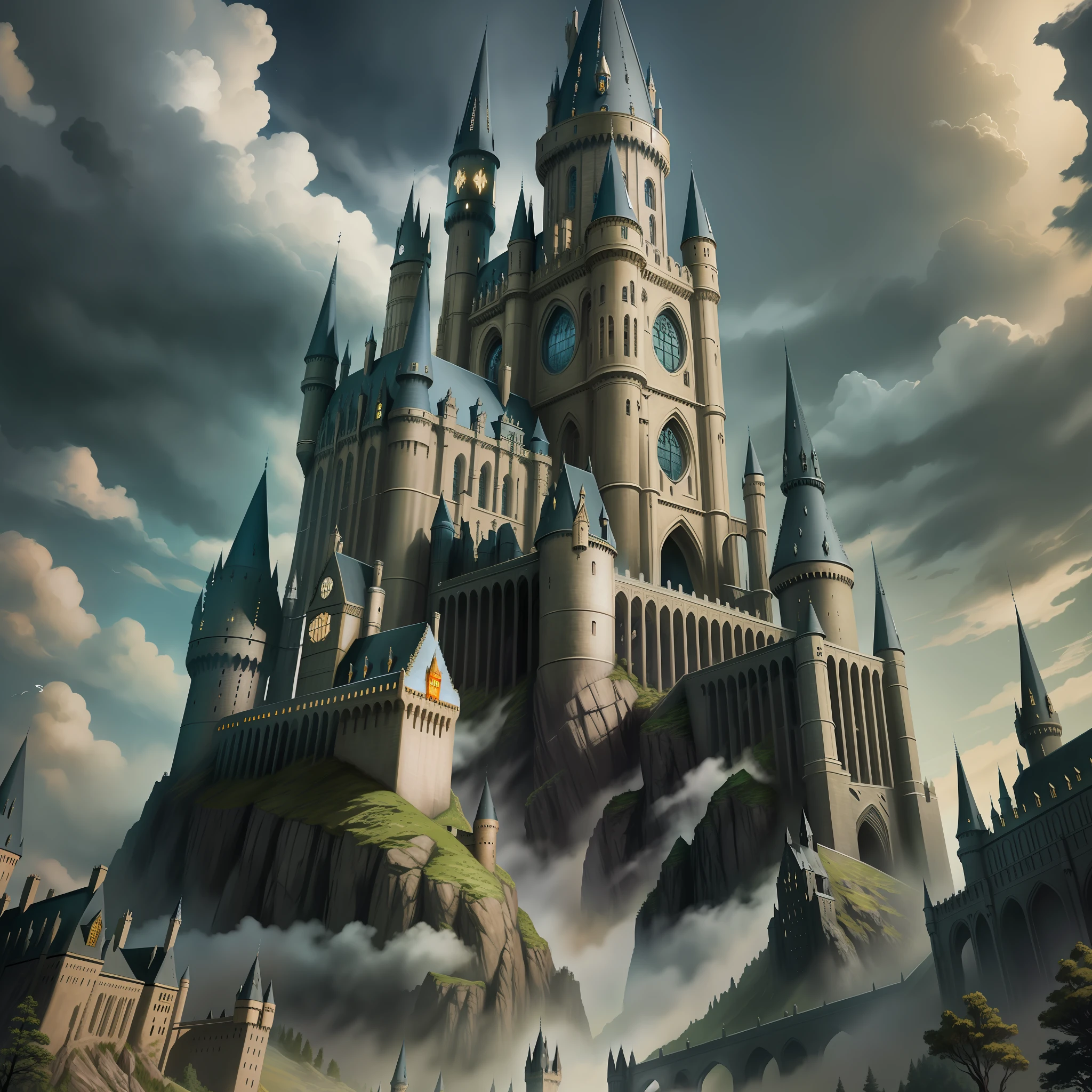 Hogwarts Castle Fantasy Sci-Fi Top Quality Harry Potter Masterpiece Future World