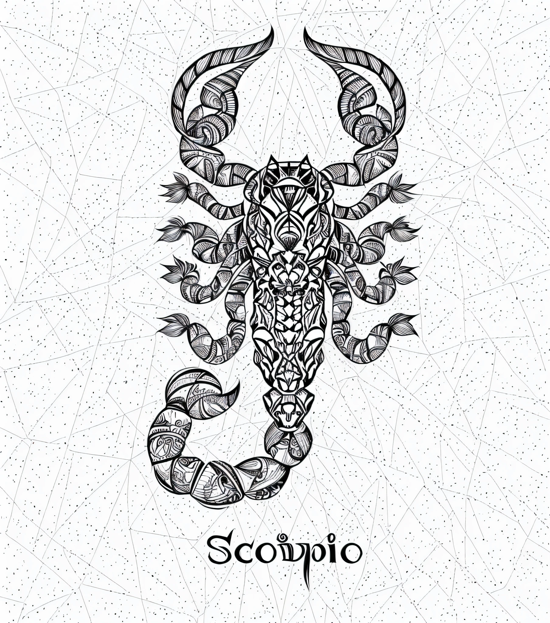 Black and white drawing of a scorpion, constellation, scorpion, zodiac sign, scorpion tail, scorpion, hand drawn illustration, portrait of the goddess of scorpion, line art illustration, illustration, Leticia Gillett, sub, engraving vector, Trinidadian scorpion, line drawing tattoo