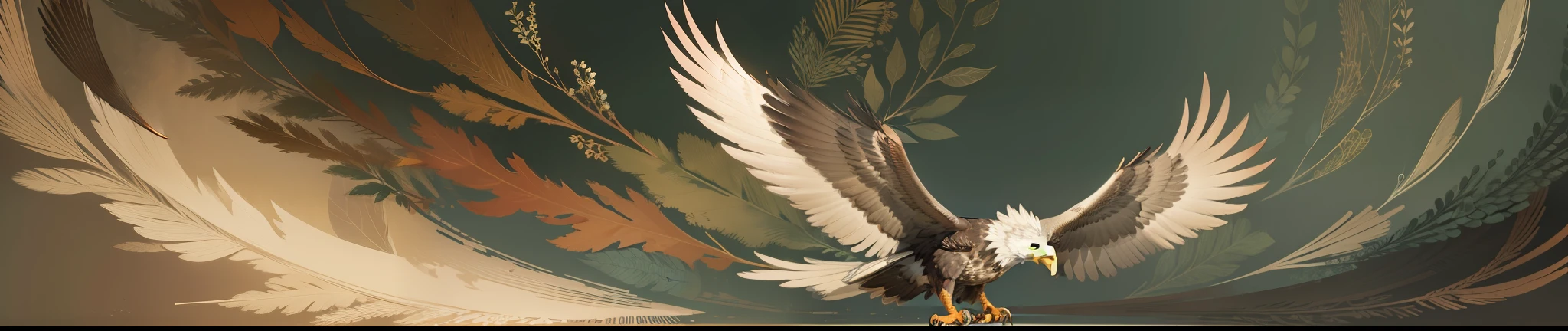 image in Anne wth an E opening style, foliage, abstract art, faded colors, mind, brain, eagle