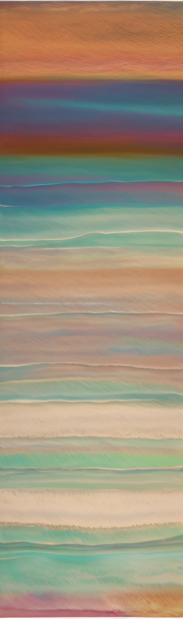 abstract painting of a person on a surfboard in the ocean, pastel texture, iridescent texture, pastel overflow, pearlescent hues, multi pastel colors, pastelwave, opalescent, synthetic polymer paint on linen, opalescent mist, painterly texture, pearlescent skin, iridiscent fabric, mother of pearl iridescent