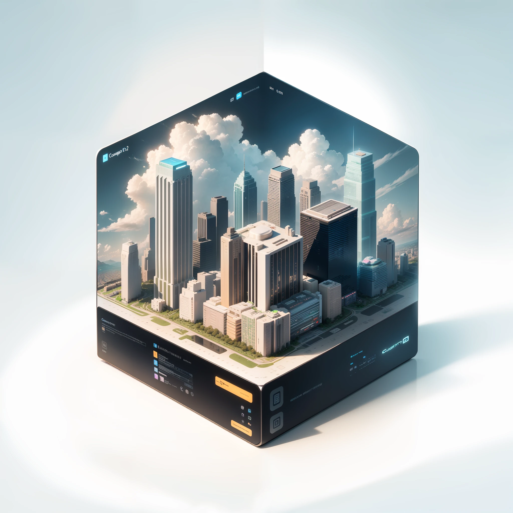 Computer, server, cloud computing, Internet, smart city, (best quality) , blind box toy style, high detail, ray tracing, stereogram, three sided view, 8k, (high details), (high quality), masterpiece, ccurate, ccurate, retina, best quality --auto --s2