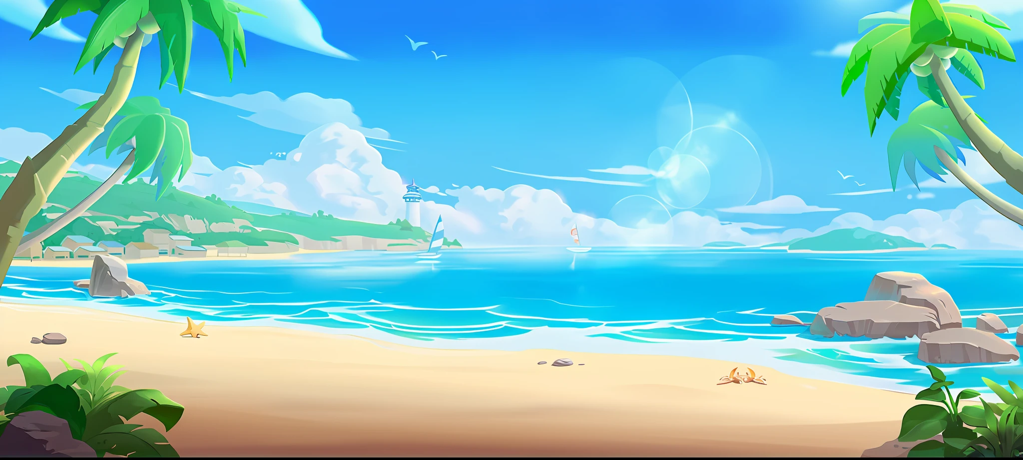 There is a clear photo of the beach with blue sky, Mediterranean beach background, grains of sand, dust and sand in the air, beautiful background