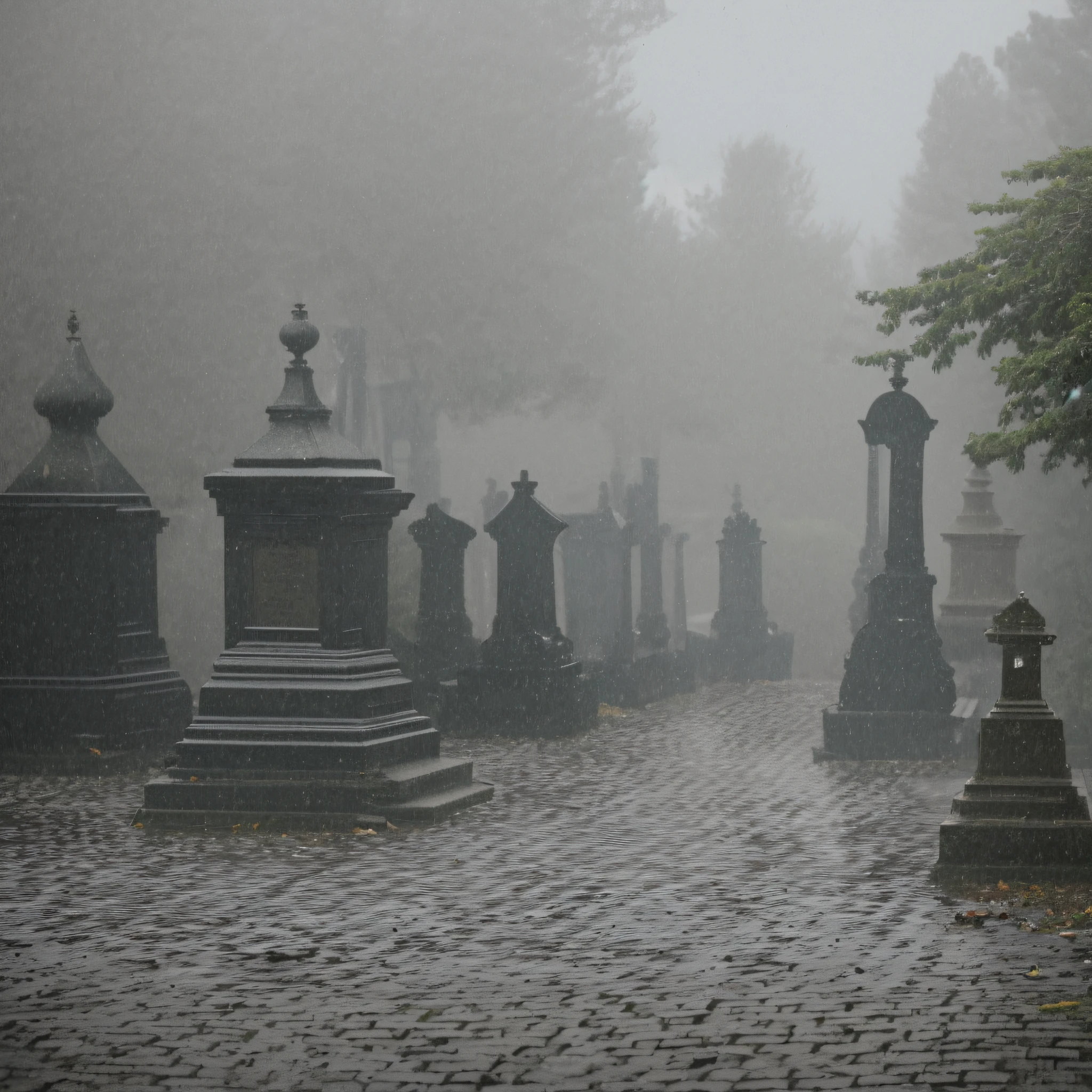 City cemetery, on a rainy day drama --auto --s2