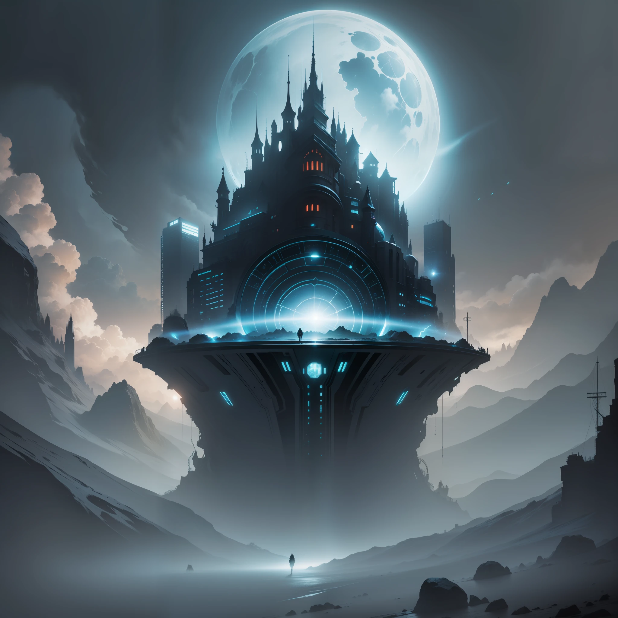 morgenshern alien energy cosmic horror volumetric lighting fisheye lens grainy film noir technoir detailed matte painting