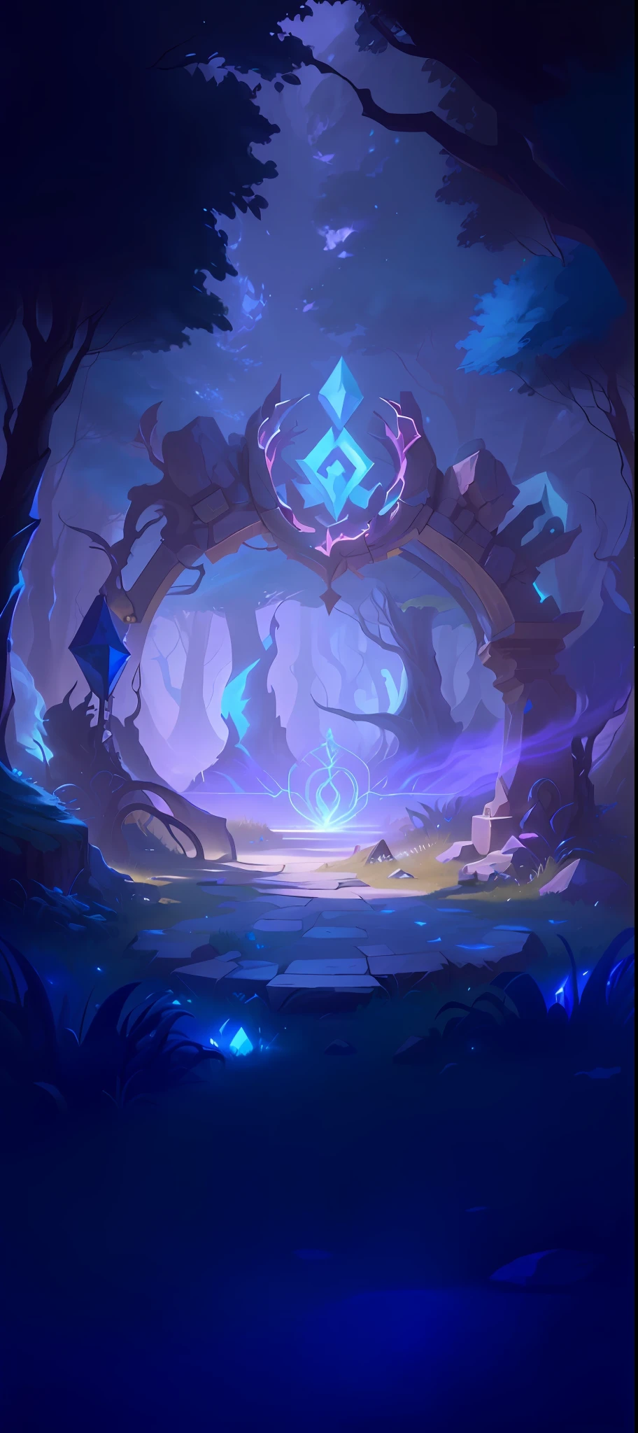 a painting of a large, colorful, abstract, and surreal looking area, portal to the ethereal realm, forest portal, league of legends concept art, concept art magical highlight, magic stone portal in the forest, entrance to ethereal realm, stunning arcanum backdrop, magical portal gateway, stylized concept art, 8k hd wallpaperjpeg artifact