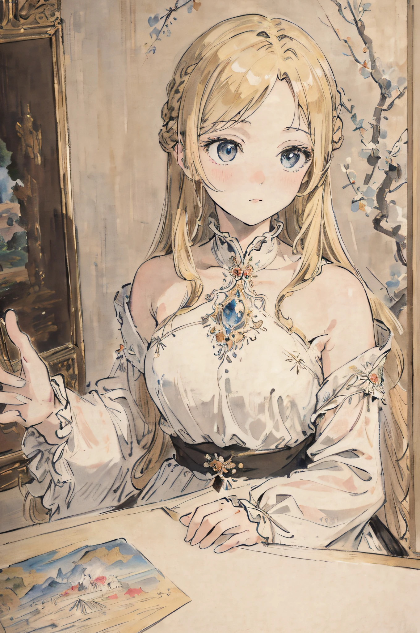 masterpiece, best quality, an extremely delicate and beautiful girl,an extremely delicate and beautiful, world masterpiece theater, ultra-detailed, highly detailed, best quality, blonde hair, highres, extremely detailed,1girl, best quality, illustration, looking at viewer, impasto, canvas, oil painting, realistic, realist ,real,