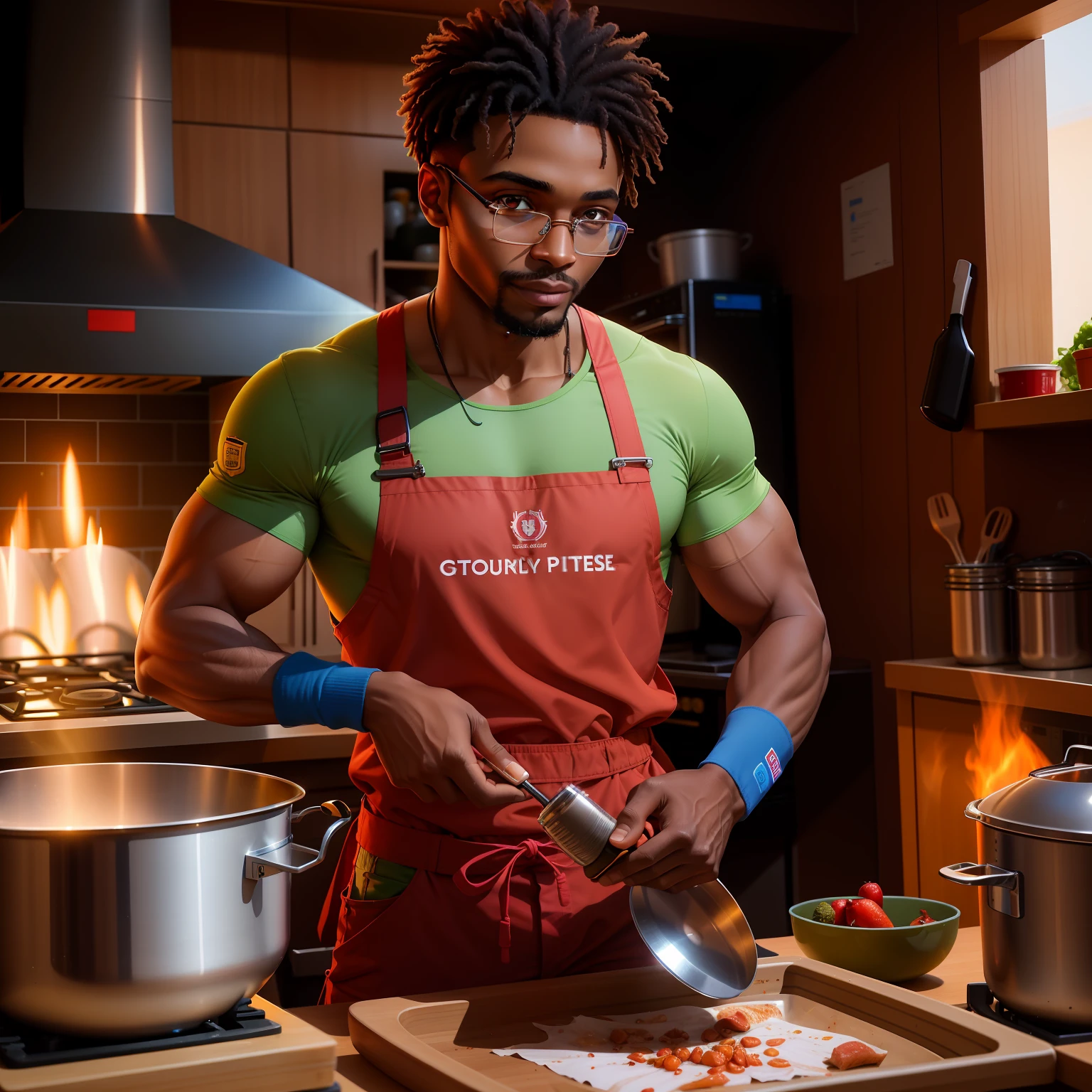 there is a man with glasses sitting in a kitchen with a refrigerator, david uzochukwu, george pemba, emmanuel shiru, album photo, edward buba, high quality portrait, barry qindsor-smith, by Chinwe Chukwuogo-Roy, inspired by Chinwe Chukwuogo-Roy, professional profile picture