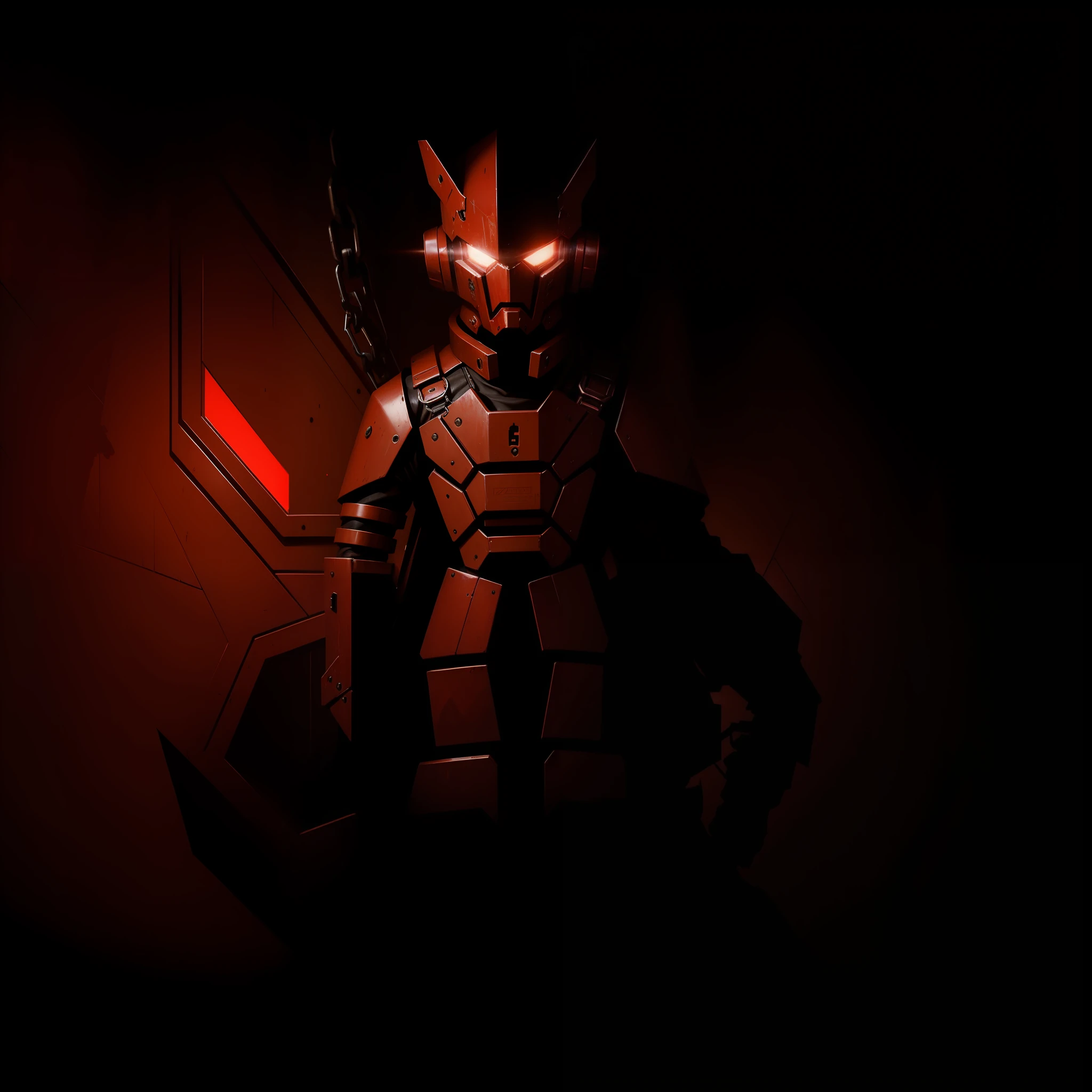 Dark_Fantasy, Cyberpunk, (chain saw, chain saw man, Red:1.1), 1man, Mechanical marvel, Robotic presence, Cybernetic guardian, wearing shabby mech suits, intricate, (steel metal [rusty]), elegant, clear focus, photographed by Greg Rutkowski, bright lighting, bright colors, masterpiece, ((street)), hands holding double knives, blue mech, dynamic pose, --auto --s2
