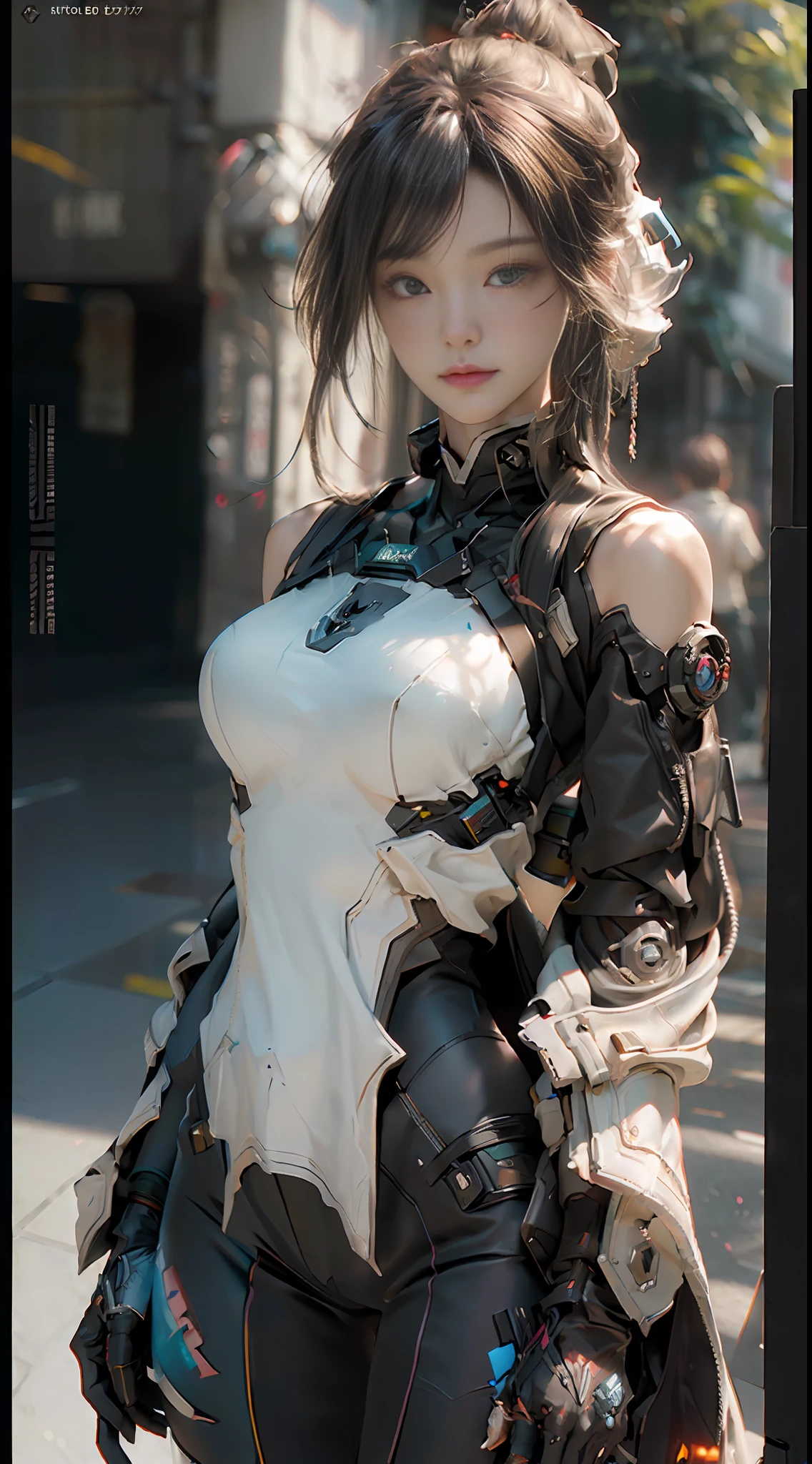 ((Best quality)), ((masterpiece)), (detailed:1.4), 3D, an image of a beautiful cyberpunk female,HDR (High Dynamic Range),Ray Tracing,NVIDIA RTX,Super-Resolution,Unreal 5,Subsurface scattering,PBR Texturing,Post-processing,Anisotropic Filtering,Depth-of-field,Maximum clarity and sharpness,Multi-layered textures,Albedo and Specular maps,Surface shading,Accurate simulation of light-material interaction,Perfect proportions,Octane Render,Two-tone lighting,Wide aperture,Low ISO,White balance,Rule of thirds,8K RAW,
