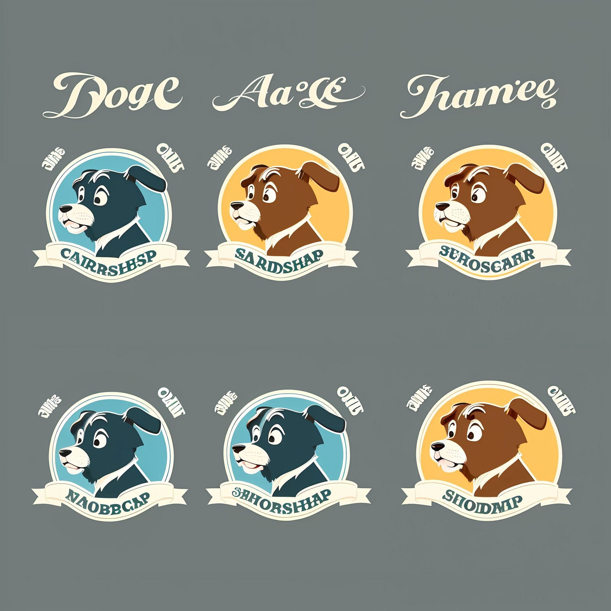 a dog barbershop, logo, vector, line art, design, inspired, straight, symmetry
