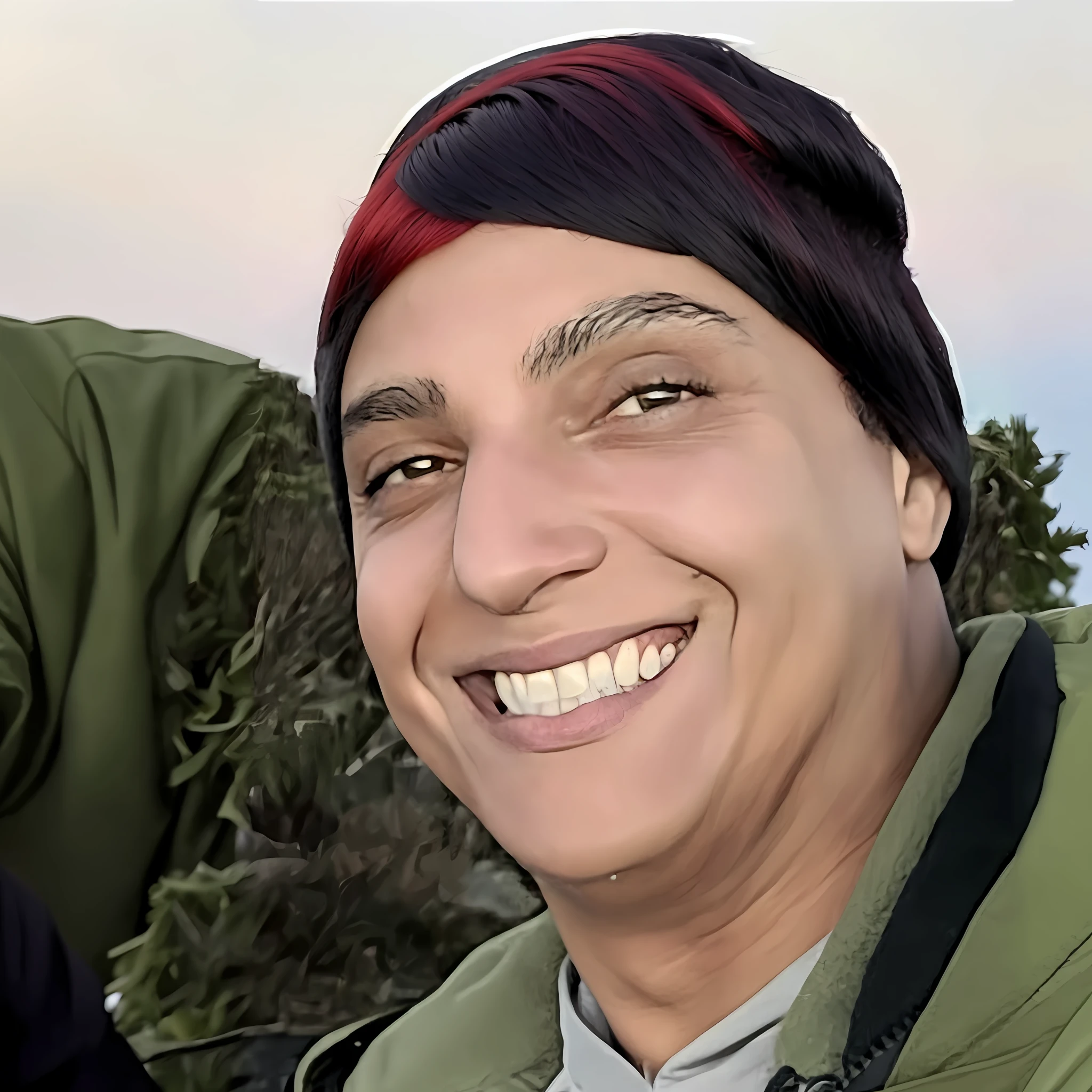 Put on a red hair, black power style