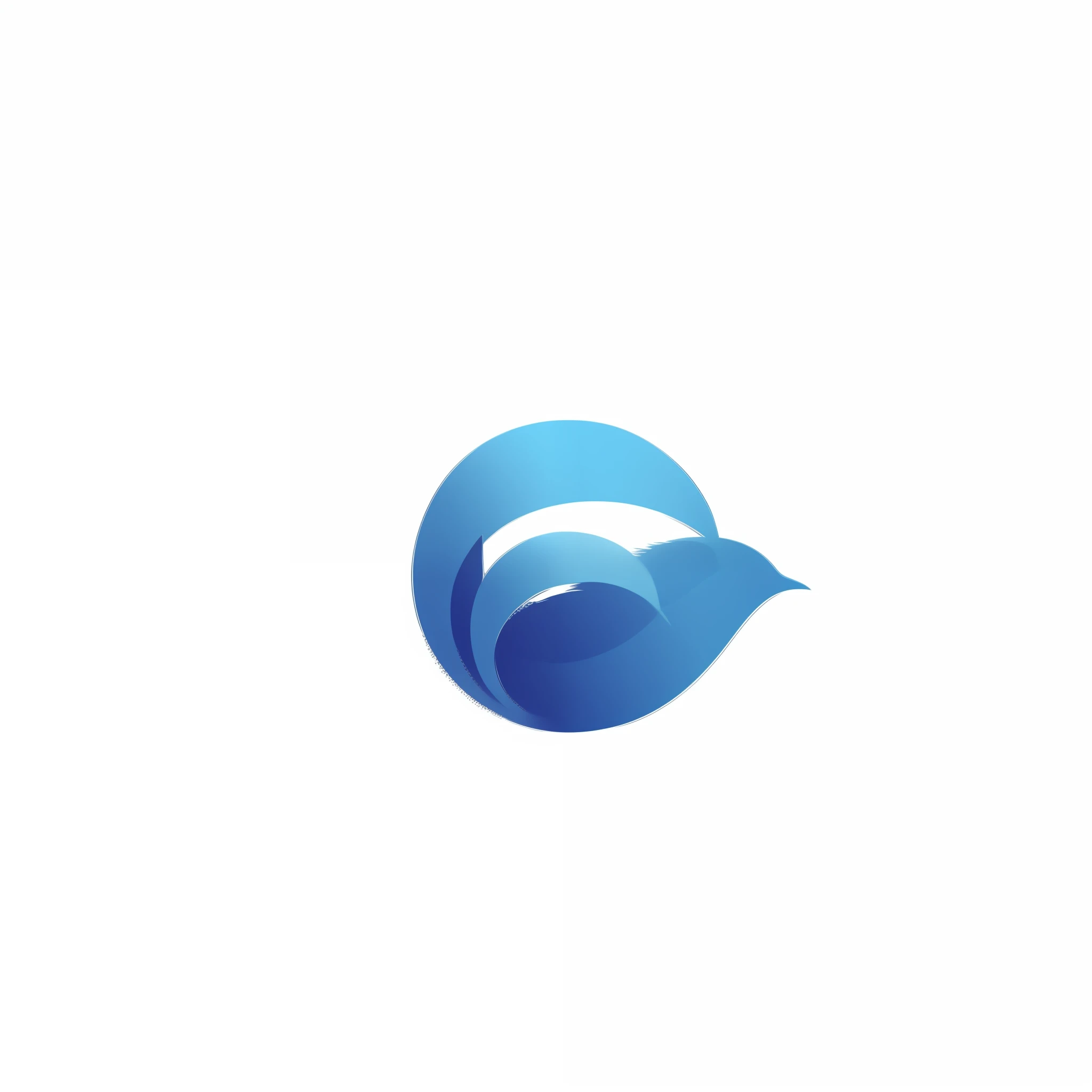 There is a blue bird sitting on white surface, 2D solid logo, 3D logo, clean sign, water element, abstract logo, round logo, corporate logo, clean logo design, ocean waves, minimalist logo without text, simple logo, best logo, single logo, vectorized logo style, water type, minimalist logo c4d style, three-dimensional stereoscopic