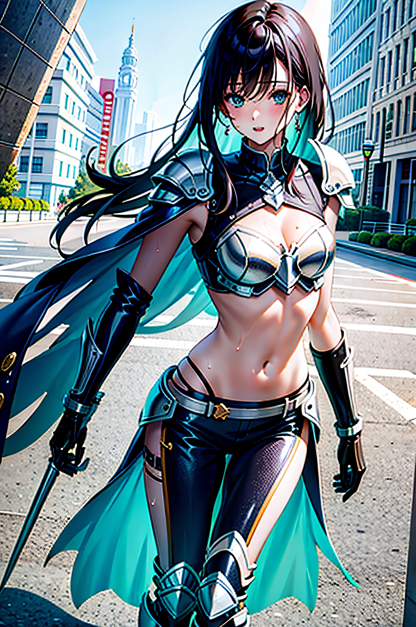 creates ???? girl image with low-cut clothes, wet, armor, orental style