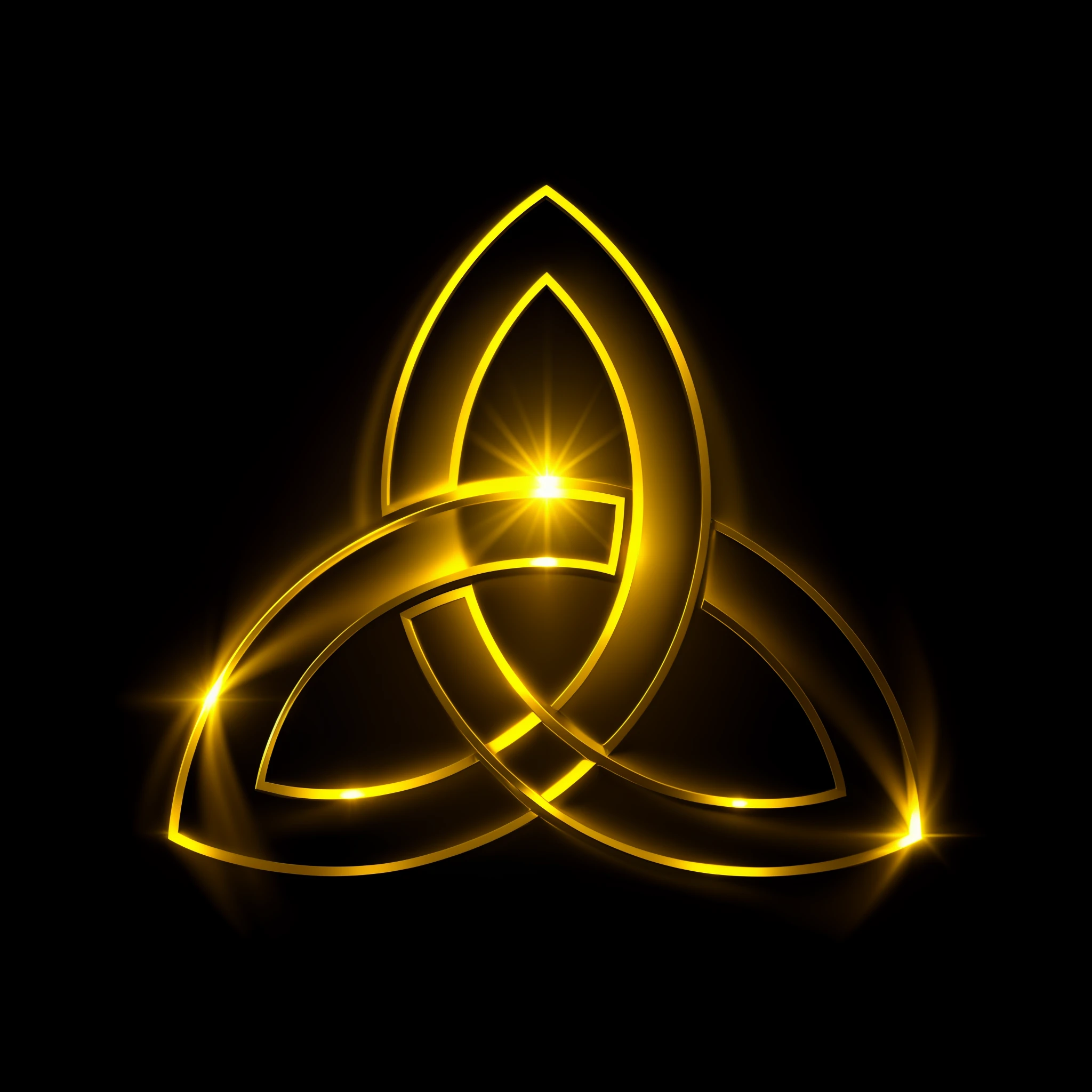Create gold triquetra logo, with dark background, 8k quality, best quality.