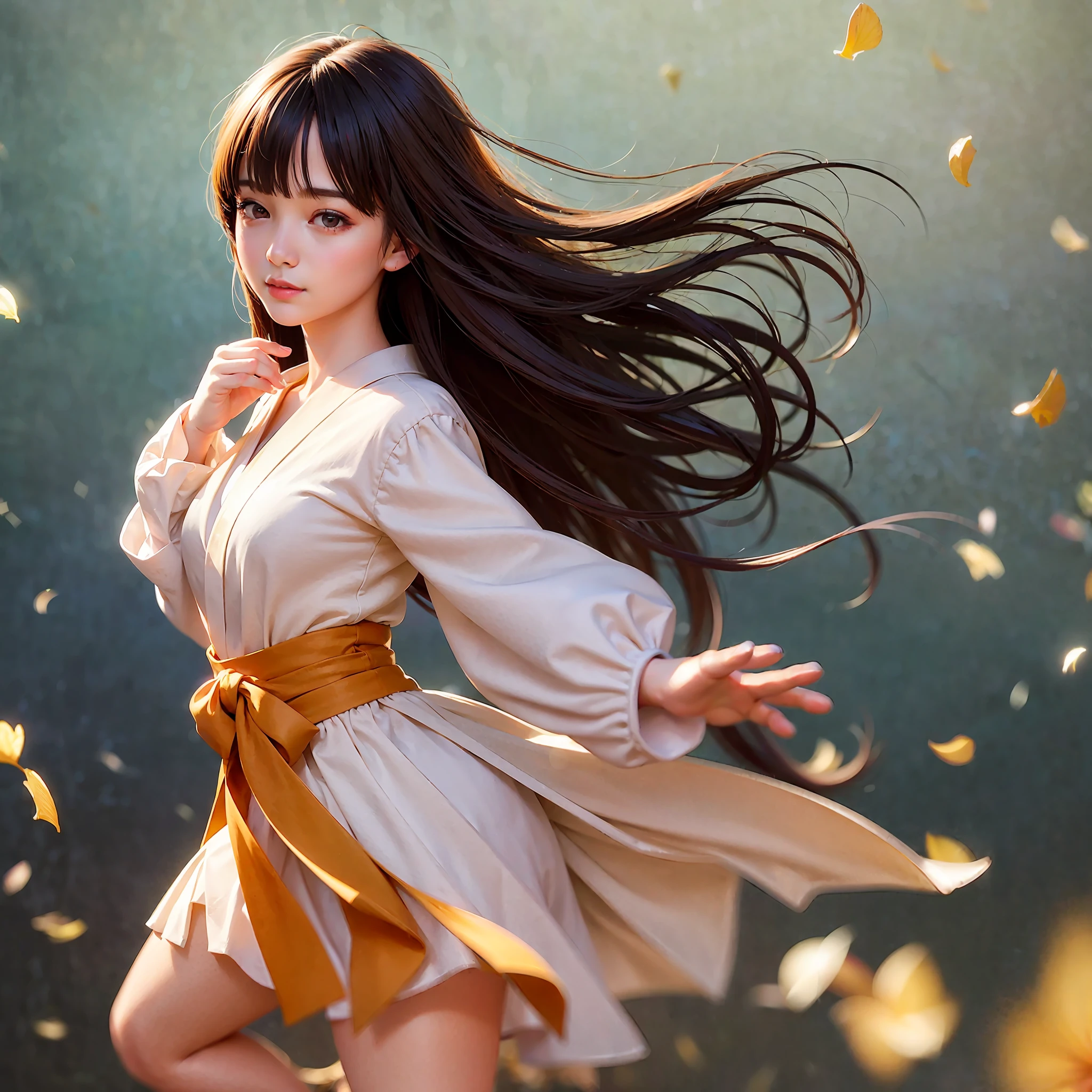 masterpiece, best picture quality, high quality, beautiful girl, Japanese, Japanese school girl, popular Korean makeup, detailed, swollen eyes, detailed eyes, detailed skin, beautiful skin, ultra high resolution, (reality: 1.4), very beautiful, slightly younger face, beautiful skin, slender, (ultra realistic), (illustration), (high resolution), (8K), (very detailed), (best illustration), (beautifully detailed eyes), (super detailed), (wallpaper), (detailed face), looking at viewer, fine details, detailed face, pureerosfaceace_v1, smiling, looking straight ahead, outfit (ruffle, check, short skirt), looking straight ahead, angle from waist to top, realistic photo, bright lighting, professional lighting, brown hair, long hair, distinctive hairstyle,白石麻衣