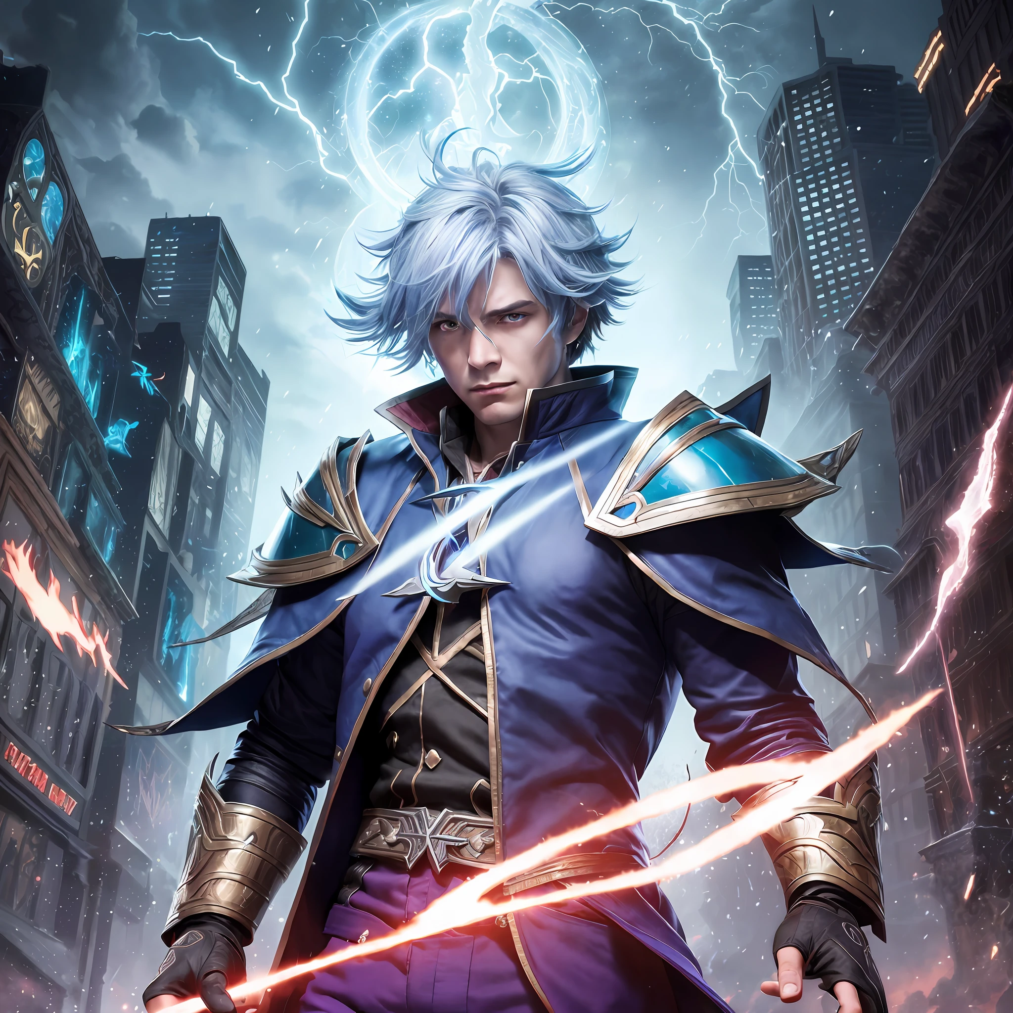 Arcanist of the Storms:
Specializations: Destruction and Alteration.
Initial abilities: Destruction, Alteration, Enchantment, Athletics, Conjuration, and Illusion.
Description: The Arcanist of Storms is a master of destructive magic and the manipulation of natural forces. He dominates the elements, launching lightning, fireballs, and ice blasts at his enemies. In addition, he has abilities in alteration to strengthen his body and resist attacks, and in enchantment to enhance his magical equipment.