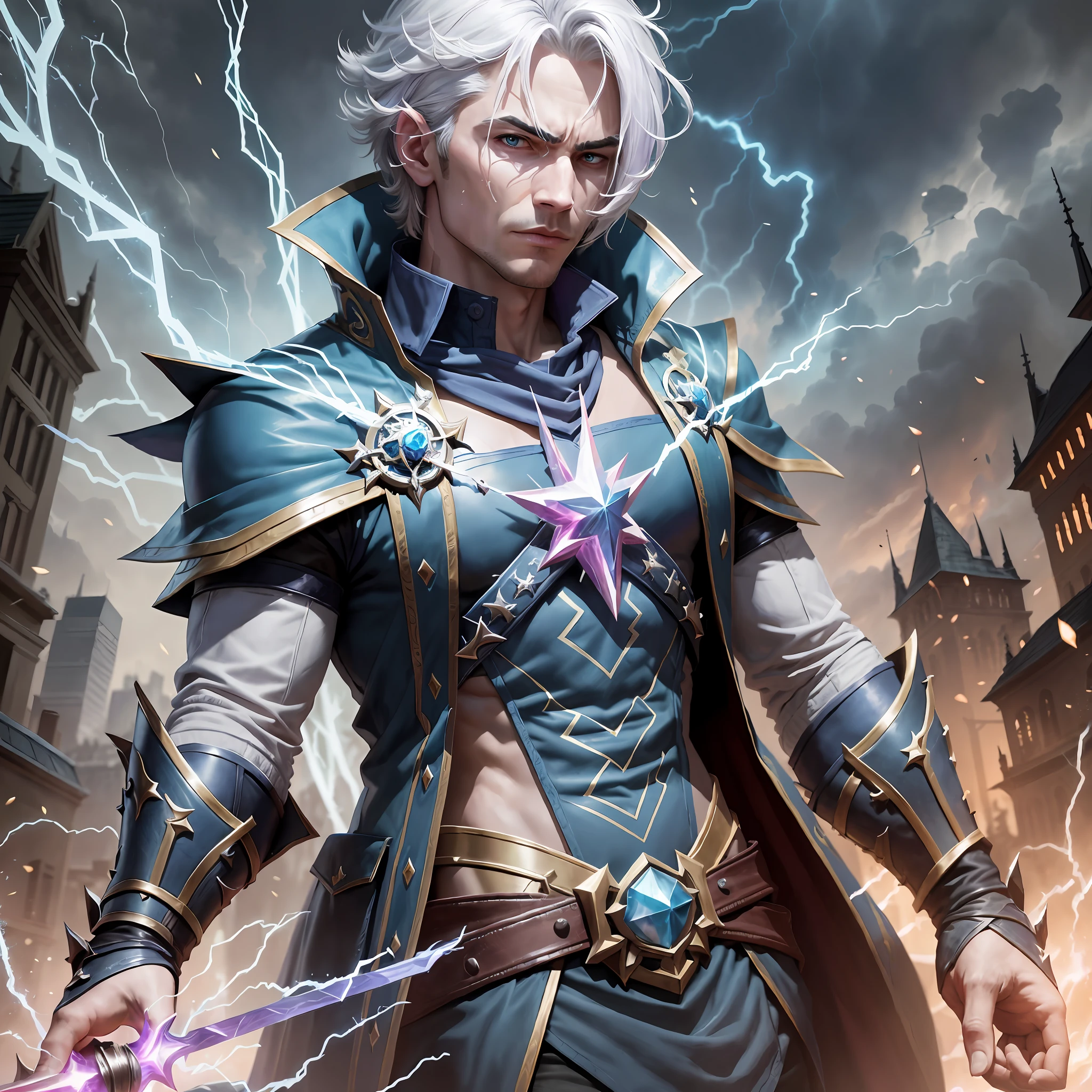Arcanist of the Storms:
Specializations: Destruction and Alteration.
Initial abilities: Destruction, Alteration, Enchantment, Athletics, Conjuration, and Illusion.
Description: The Arcanist of Storms is a master of destructive magic and the manipulation of natural forces. He dominates the elements, launching lightning, fireballs, and ice blasts at his enemies. In addition, he has abilities in alteration to strengthen his body and resist attacks, and in enchantment to enhance his magical equipment.