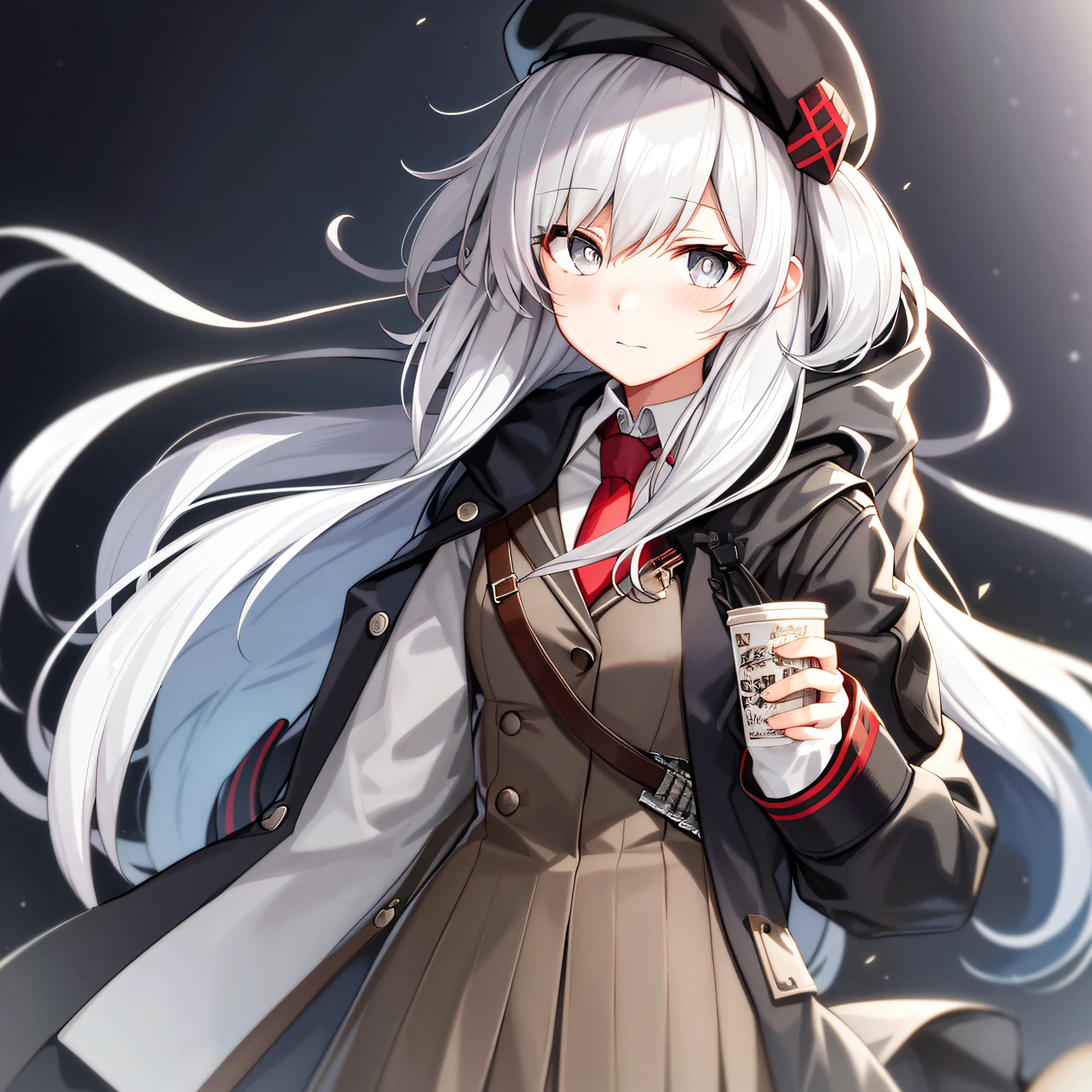 anime girl with white hair and a black hat and a red tie, kantai collection style, girls frontline style, from girls frontline, perfect white haired girl, girls frontline cg, girls frontline, girl with white hair, white haired, konpeki no kantai, best anime 4k konachan wallpaper, fine details. girls frontline, kancolle, girls frontline universe