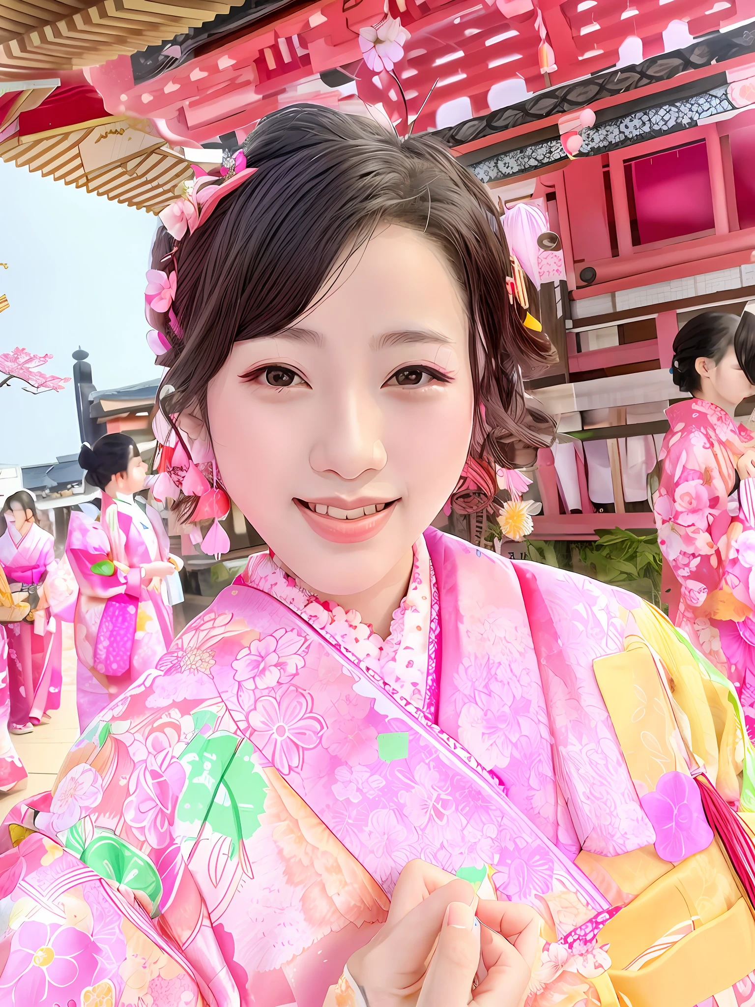 araffe woman in a pink kimono holding a pink umbrella, in kimono, japanese woman, wearing kimono, wearing royal kimono, sakimichan, wearing a kimono, 奈良美智, elegant japanese woman, beautiful japanese girls face, traditional japanese, japanese model, japanese kimono, japanese goddess, wearing a colorful yukata --auto --s2