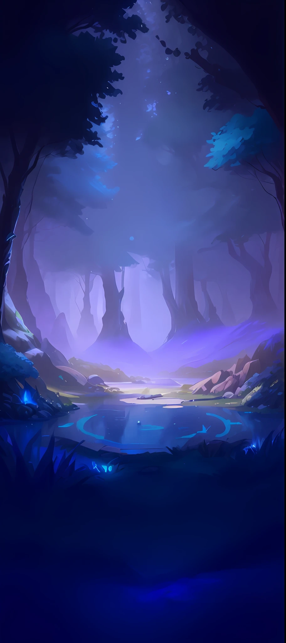 a close up of a painting of a forest with a lake, elf forest background, background artwork, fantasy forest landscape, background art, fantasy forest background, magical forest in the background, magical forest backround, random forest landscape, painted as a game concept art, fantasy forrest background, fantasy forest, magical fantasy forest, velly distant forest, concept art of a dark forest