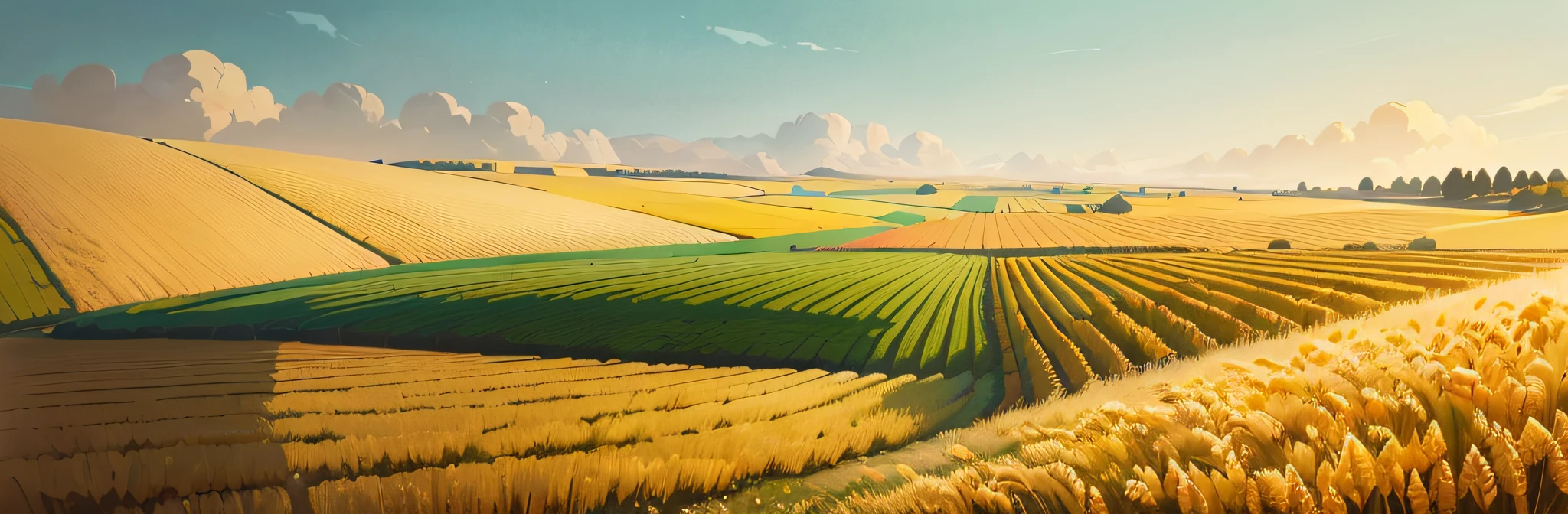 Wheat Field, Commercial Illustration, Full Color Digital Illustration, High Quality Digital Painting, Author: Aneurin Jones, Digital Illustration-, Digital Illustration, Digital Rendering, Very Detailed Illustration, Detailed Digital Illustration, Full Color Illustration, Thomas Hefner, Digital Illustration, Very Detailed Digital Illustration, Live High Resolution --auto --s2