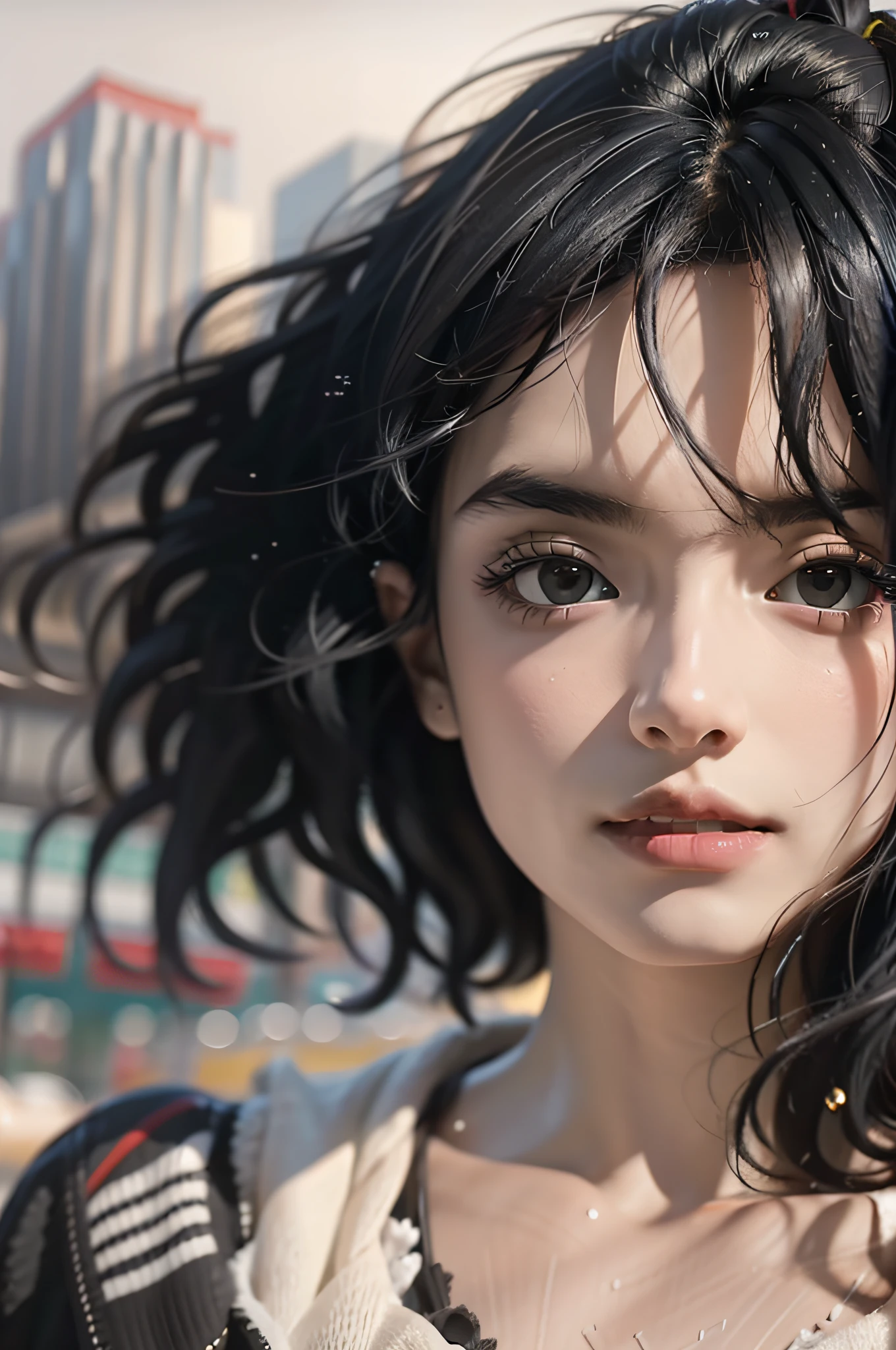 black hair, chiaroscuro, depth of field, cinematic lighting, motion blur, ray tracing, close-up, Sony FE GM, Surrealism, UHD