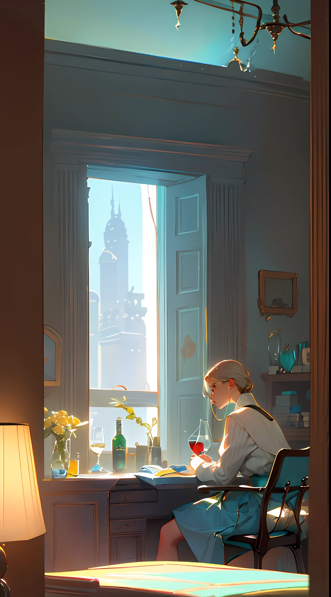 The room was warm and tidy, the windows were curtained, and two desk lamps were lit. One beside her, one next to the chair across from her. On the sideboard behind me were two tall glasses, soda water and whiskey, and a thermos ice bucket filled with ice cubes that had just been taken out of the freezer.