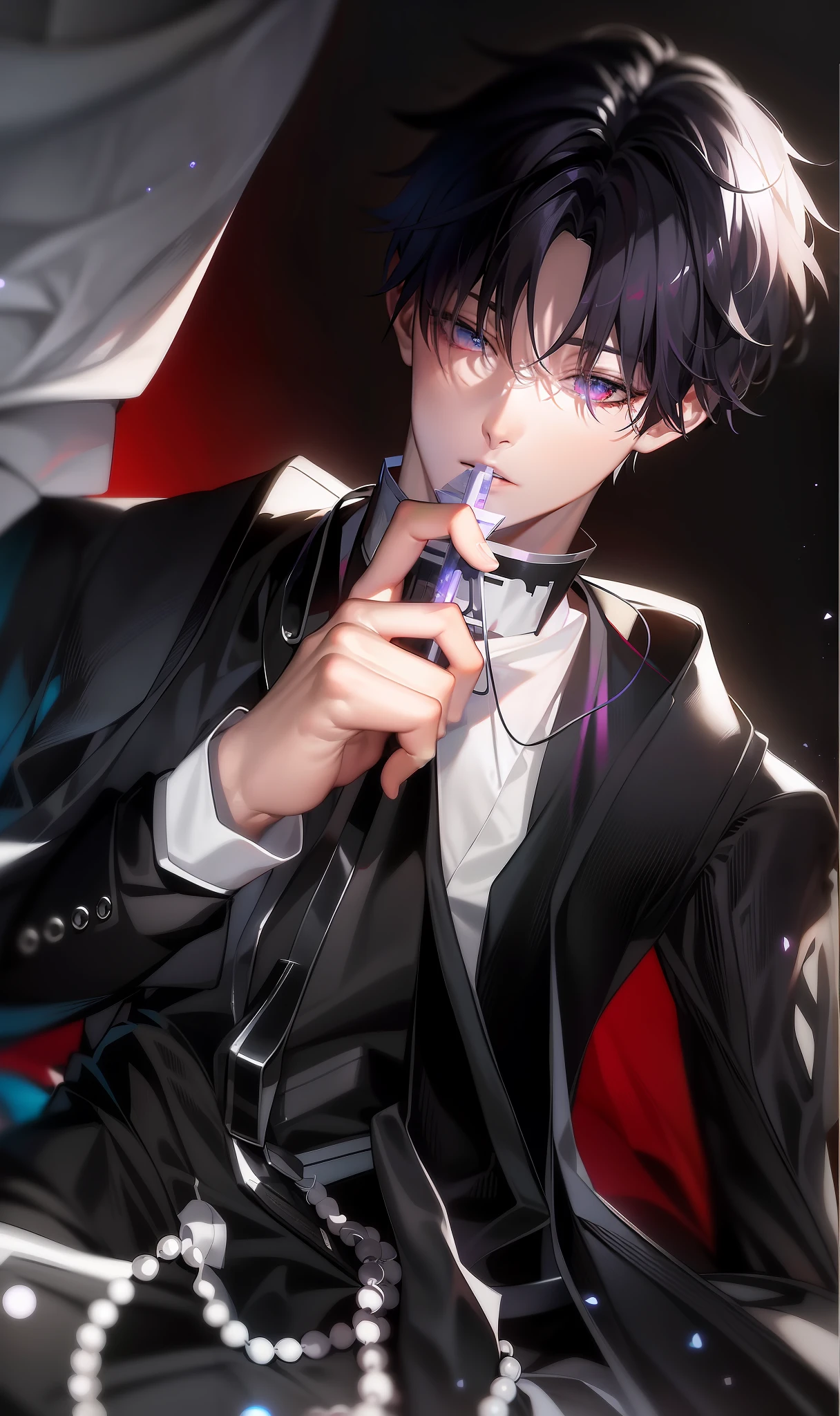 anime - style image of a man in a white shirt and black tie, anime key visual of elegant, makoto kano, shigenori soejima illustration, hijikata toushirou, handsome anime pose, beautiful androgynous prince, key anime art, gapmoe yandere grimdark, clamp style, style of hajime isayama