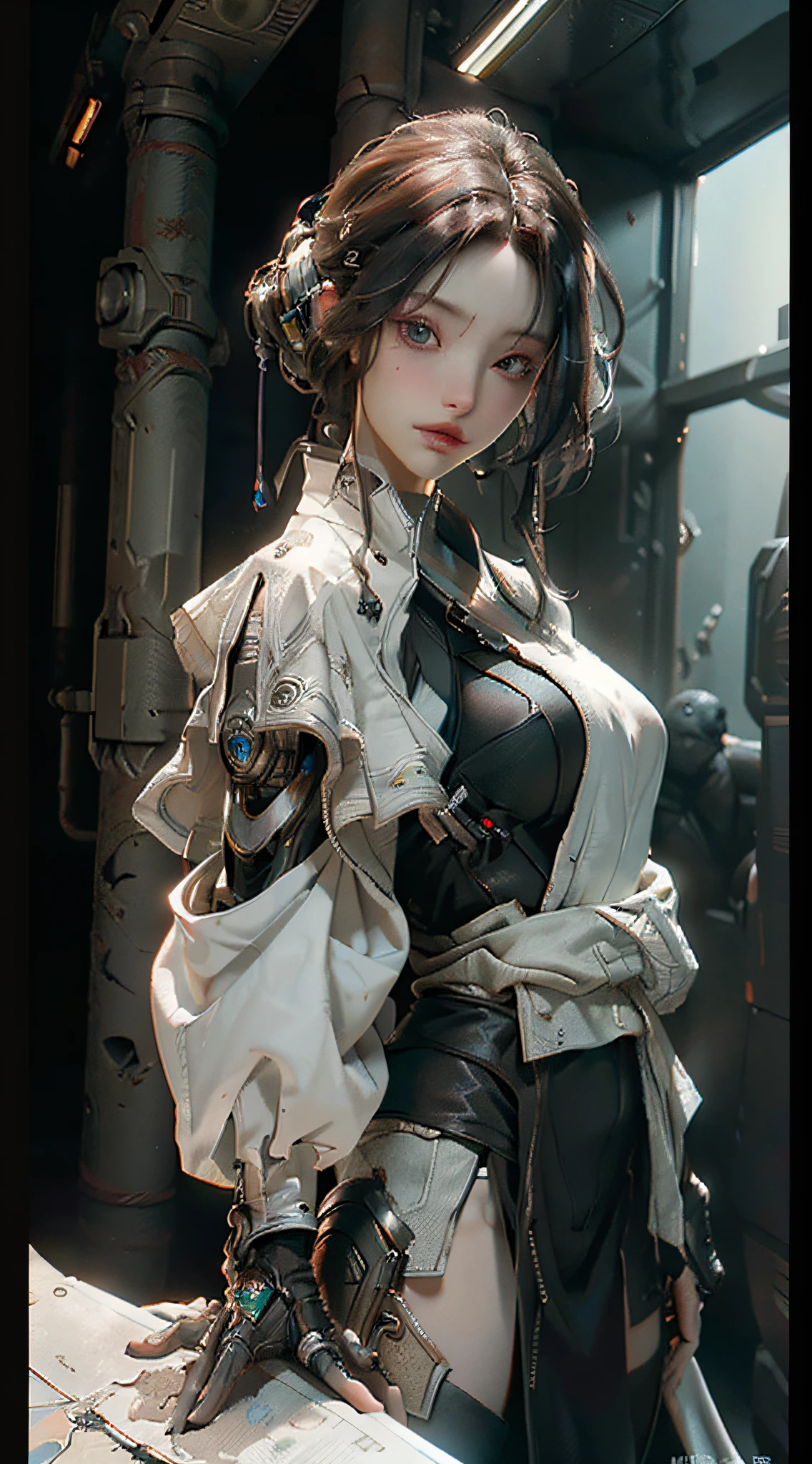 ((Best quality)), ((masterpiece)), (detailed:1.4), 3D, an image of a beautiful cyberpunk female,HDR (High Dynamic Range),Ray Tracing,NVIDIA RTX,Super-Resolution,Unreal 5,Subsurface scattering,PBR Texturing,Post-processing,Anisotropic Filtering,Depth-of-field,Maximum clarity and sharpness,Multi-layered textures,Albedo and Specular maps,Surface shading,Accurate simulation of light-material interaction,Perfect proportions,Octane Render,Two-tone lighting,Wide aperture,Low ISO,White balance,Rule of thirds,8K RAW,