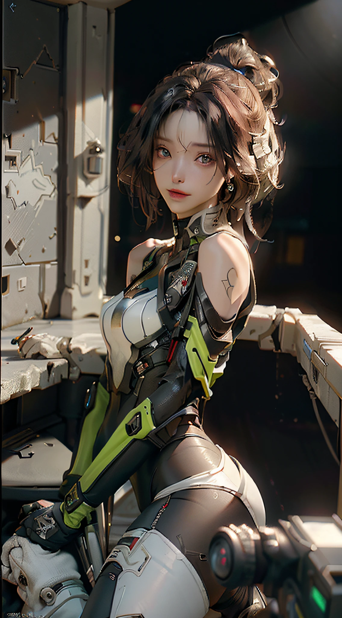 ((Best quality)), ((masterpiece)), (detailed:1.4), 3D, an image of a beautiful cyberpunk female,HDR (High Dynamic Range),Ray Tracing,NVIDIA RTX,Super-Resolution,Unreal 5,Subsurface scattering,PBR Texturing,Post-processing,Anisotropic Filtering,Depth-of-field,Maximum clarity and sharpness,Multi-layered textures,Albedo and Specular maps,Surface shading,Accurate simulation of light-material interaction,Perfect proportions,Octane Render,Two-tone lighting,Wide aperture,Low ISO,White balance,Rule of thirds,8K RAW,