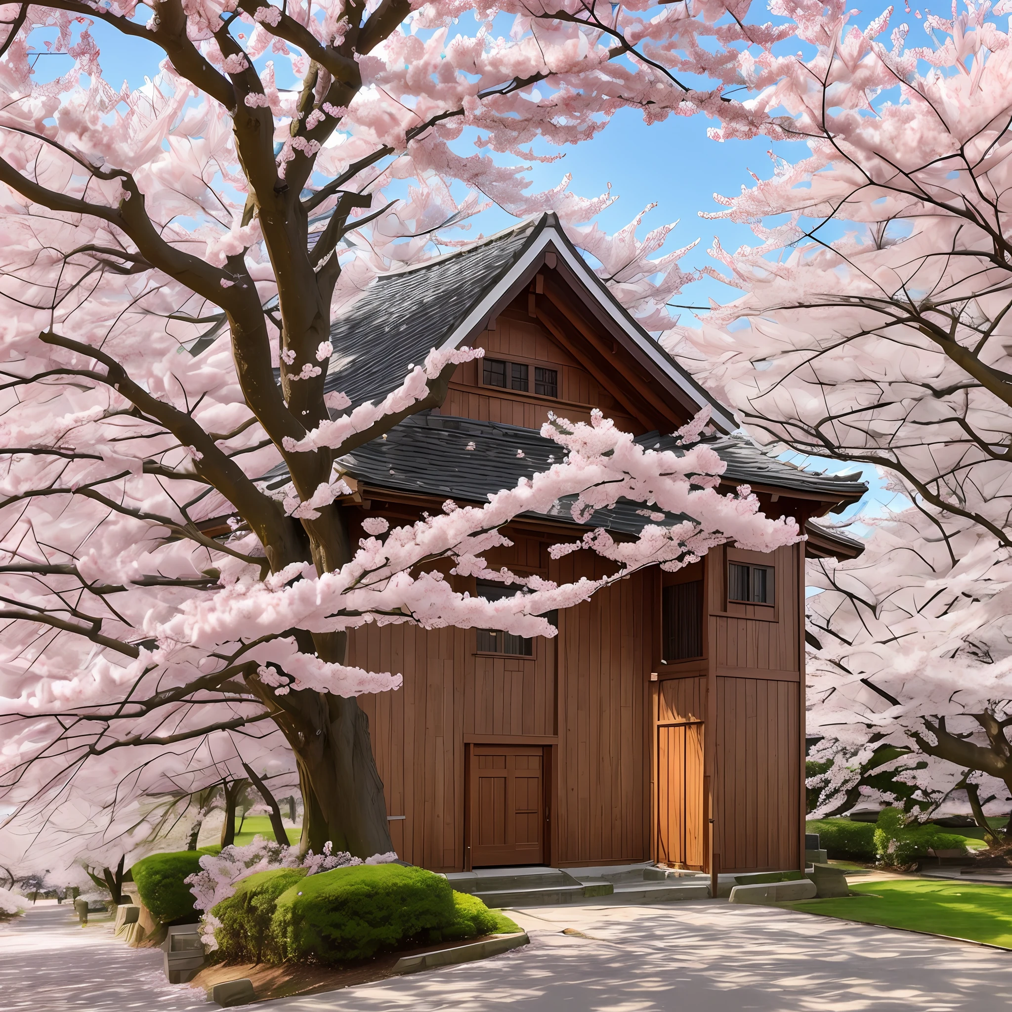 A 1,000-year-old cherry blossom blizzard flutters on a cherry blossom tree --auto --s2