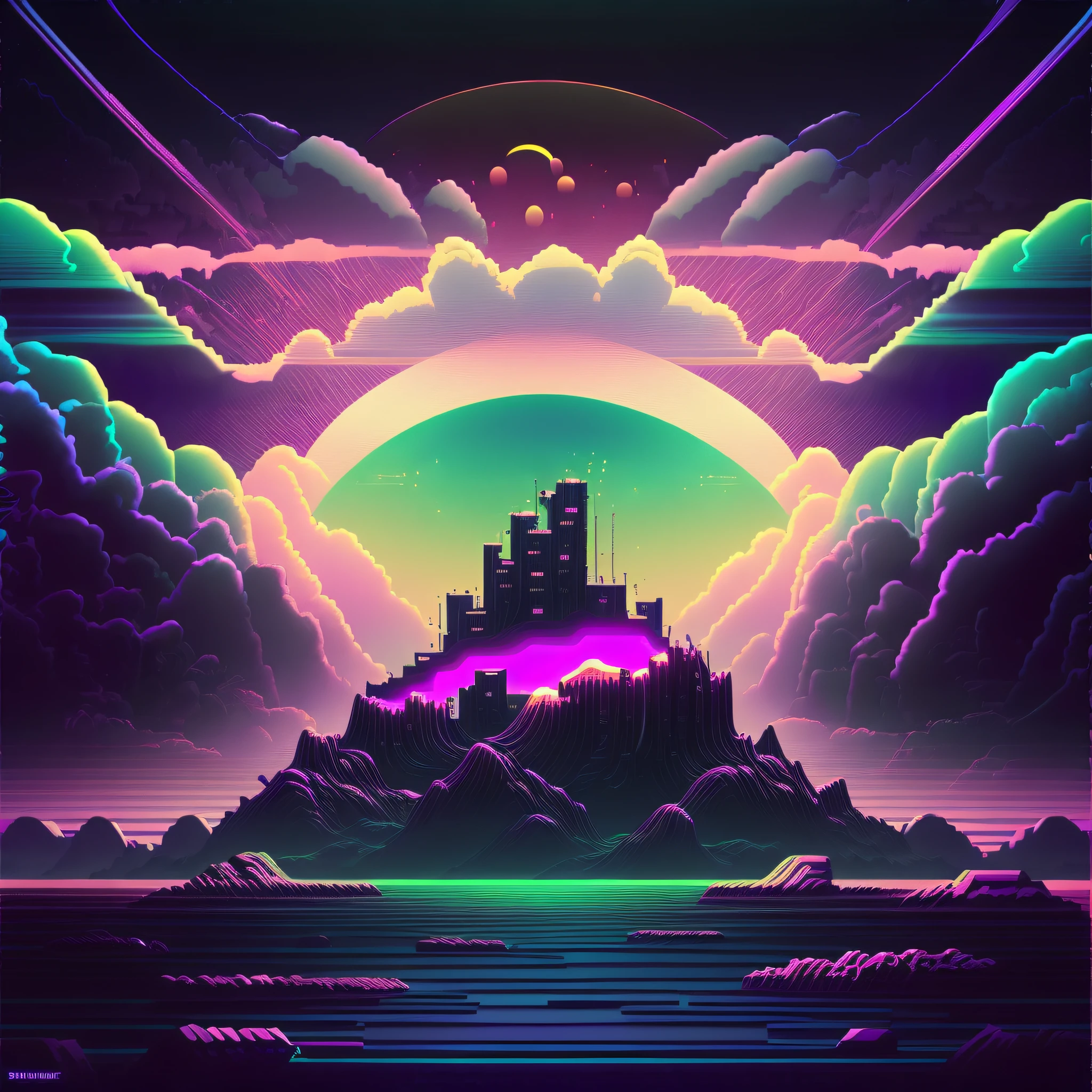 (neoncitadel:1) purple light , epic scene retro waves