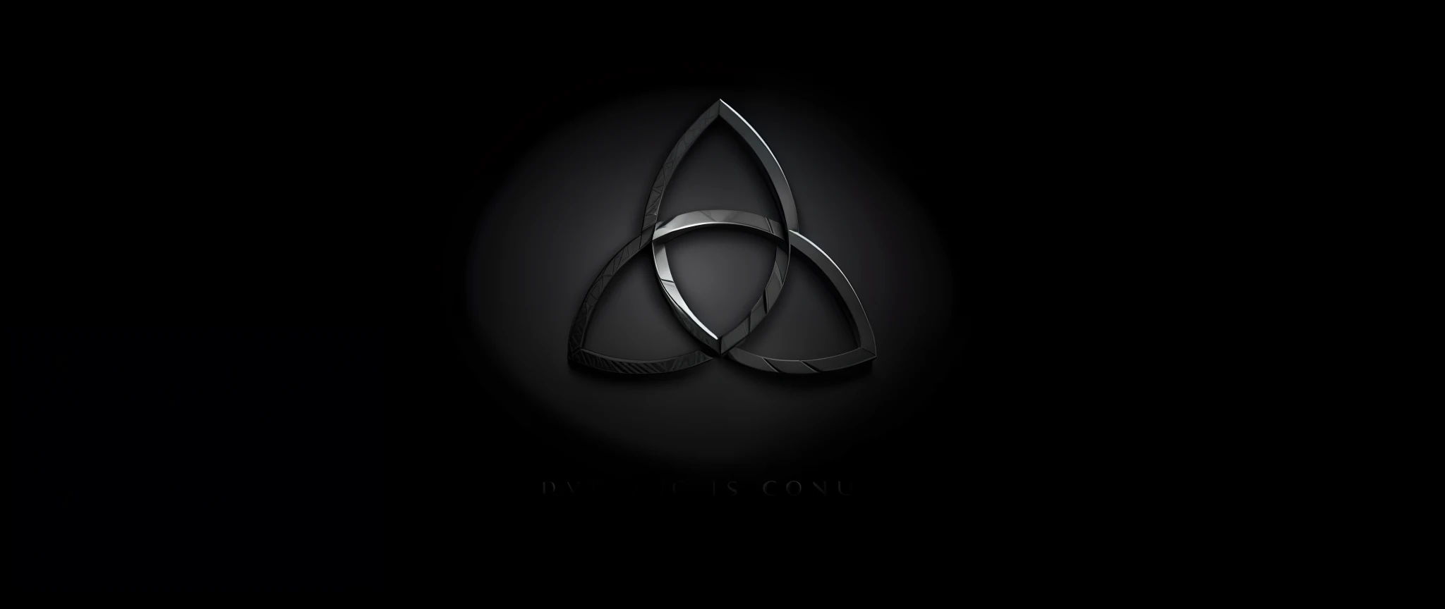 Create silver triquetra logo, with dark background, 8k quality, best quality.