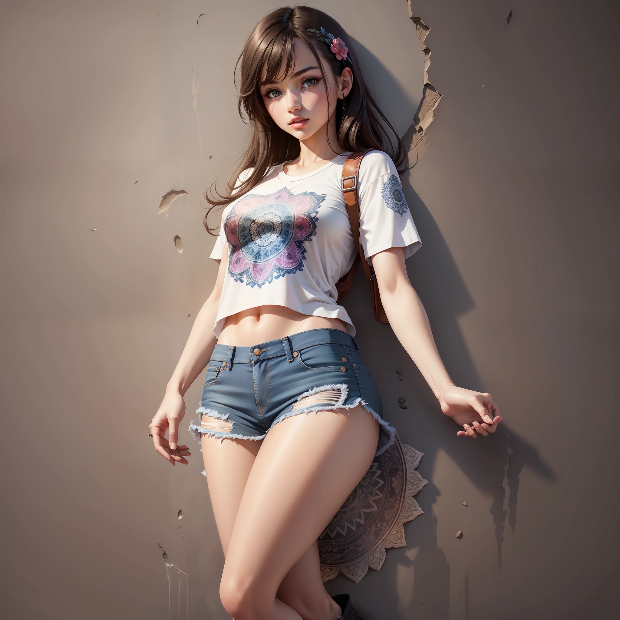young beautiful girl, ultra detailed, official art, unity 8k wallpaper, (fashion magazine cover:1.3),
BREAK
denim mini skirt, graphic tee, combat boots
, mandala