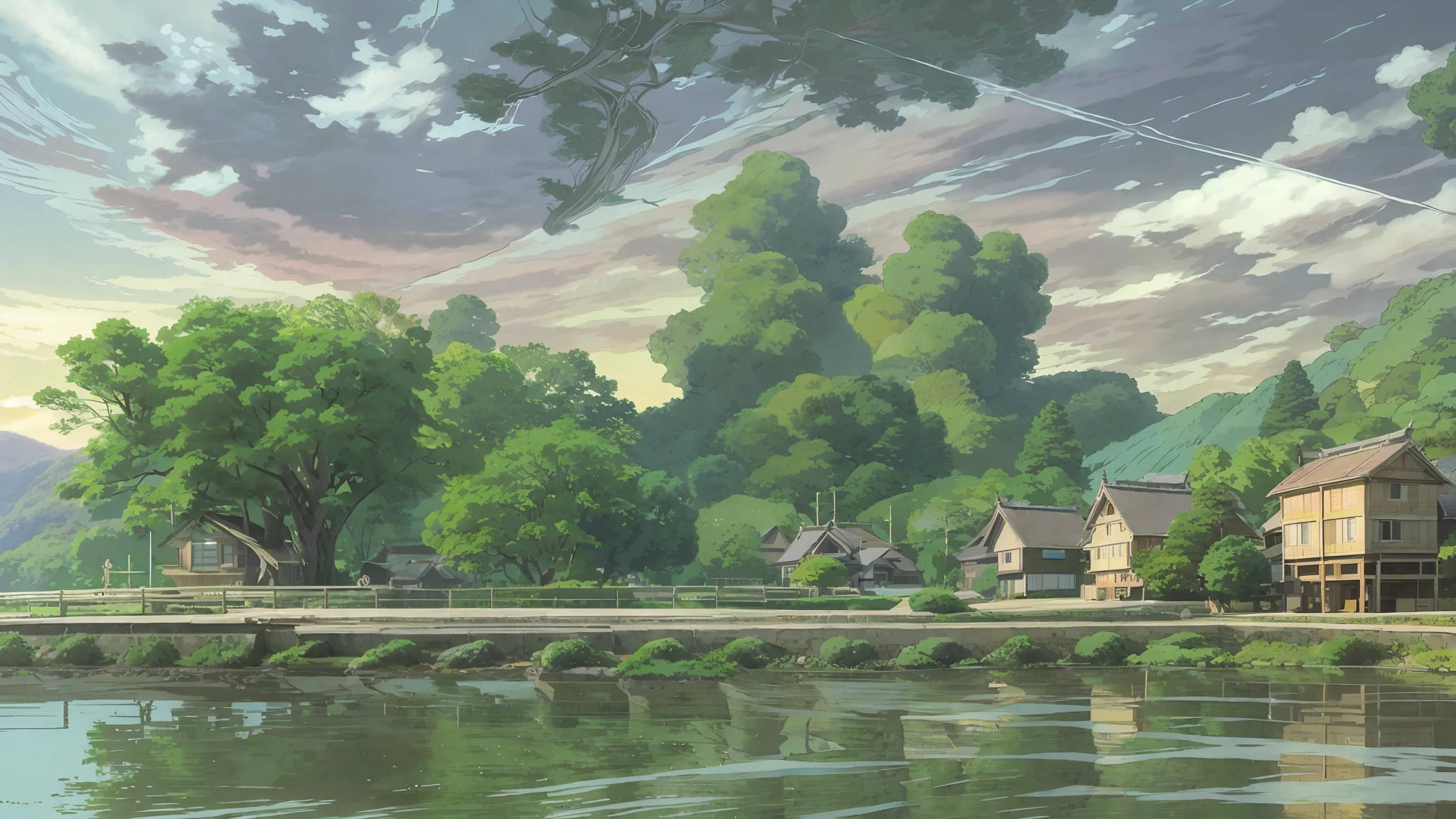 Alchemist's House, Pastel Colored Pretty House, Cobblestone Street, Anime Landscape Concept Art, Anime Background Art, Makoto Shinkai's Style, Studio Gribbry Shinkai Makoto, Beautiful Anime Landscape, Anime Landscape, Detailed Scenery - Width 672, Anime Painter Studio, Painted in Anime Countryside Landscape, (Japan Modern Landscape), (Hayao Miyazaki Style), Japan Modern House, Bend, Small House, Tree, (highly detailed CG unified 8k wallpaper), (highly detailed, landscape, outdoor, green trees, magnificent composition, realistic lighting, high resolution details, masterpiece, top quality), white clouds, --v6