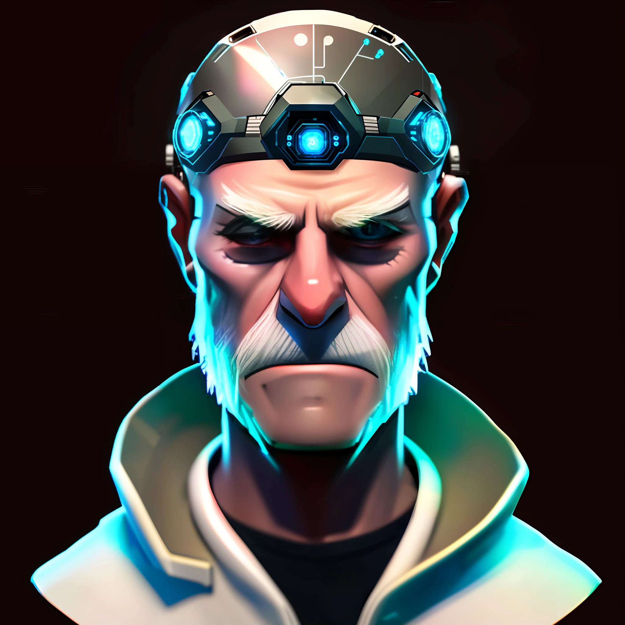 a famous transparent cybernetic blue, cyberpunk