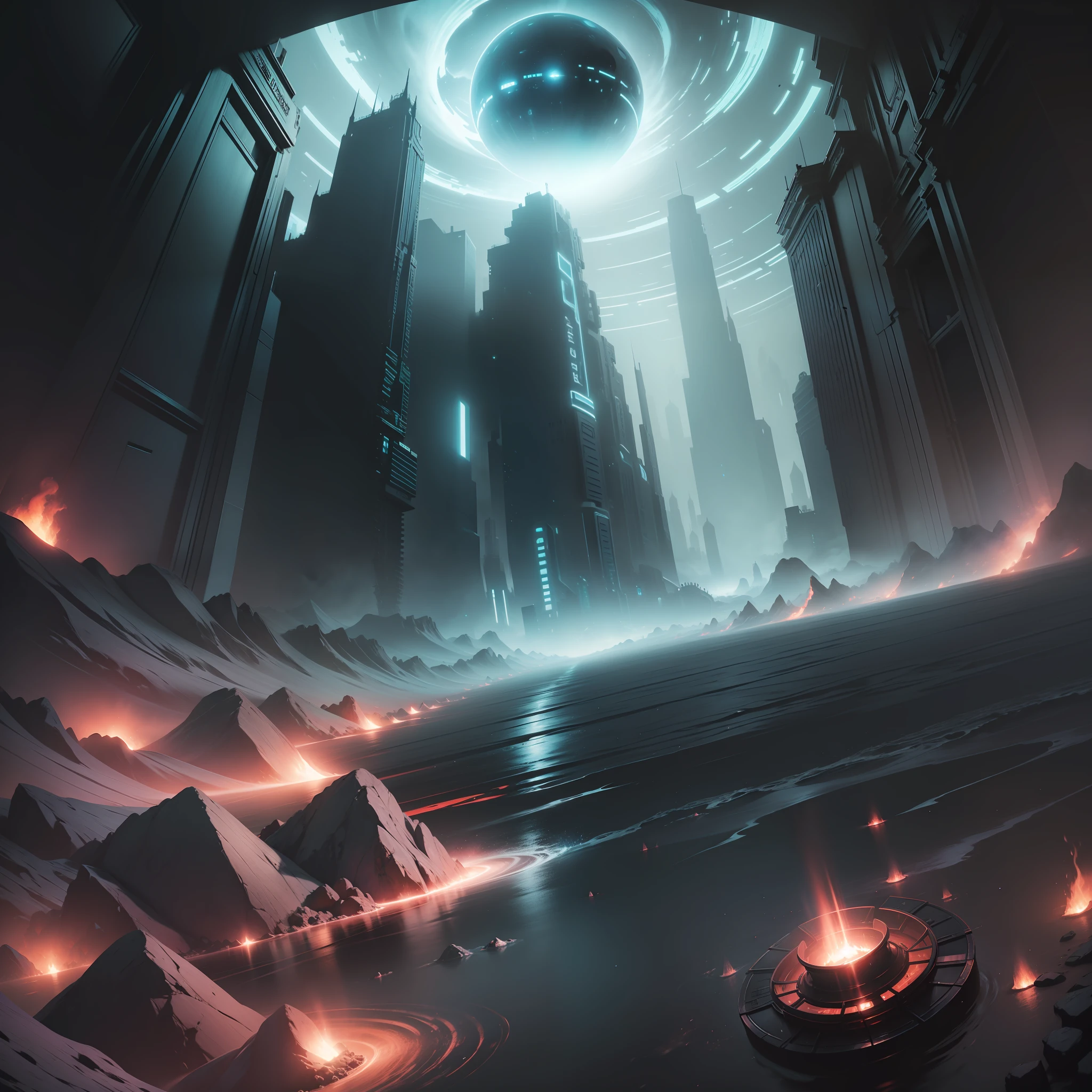 morgenshern alien energy cosmic horror volumetric lighting fisheye lens grainy film noir technoir detailed matte painting