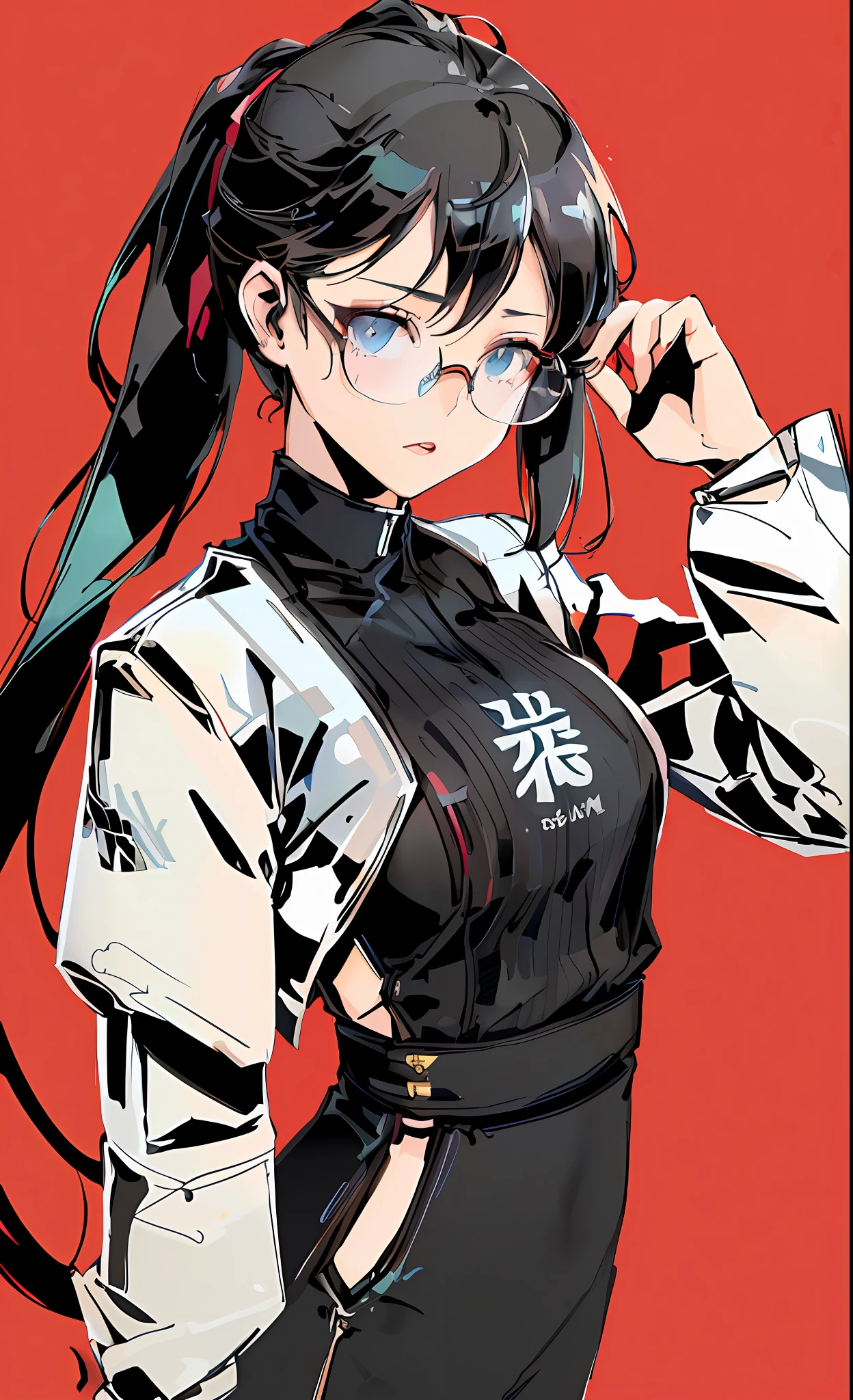 anime girl with glasses and a black and white outfit, guweiz, cyberpunk anime girl, kantai collection style, anime moe artstyle, anime style 4 k, artwork in the style of z.w. gu, (anime girl), very modern anime style, digital anime illustration, anime style illustration, female cyberpunk anime girl, g liulian art style --auto --s2