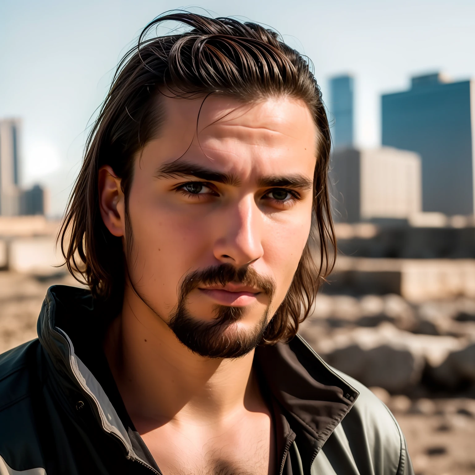 RAW photo, of a very handsome man (portrait: 1.2), (high detail skin: 1.2), 8k uhd, DSLR, soft light, high quality, film grain, Fujifilm XT3